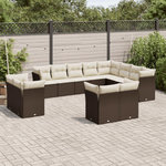 VIDAXL Salon de jardin avec coussins 12 pcs marron resine tressee