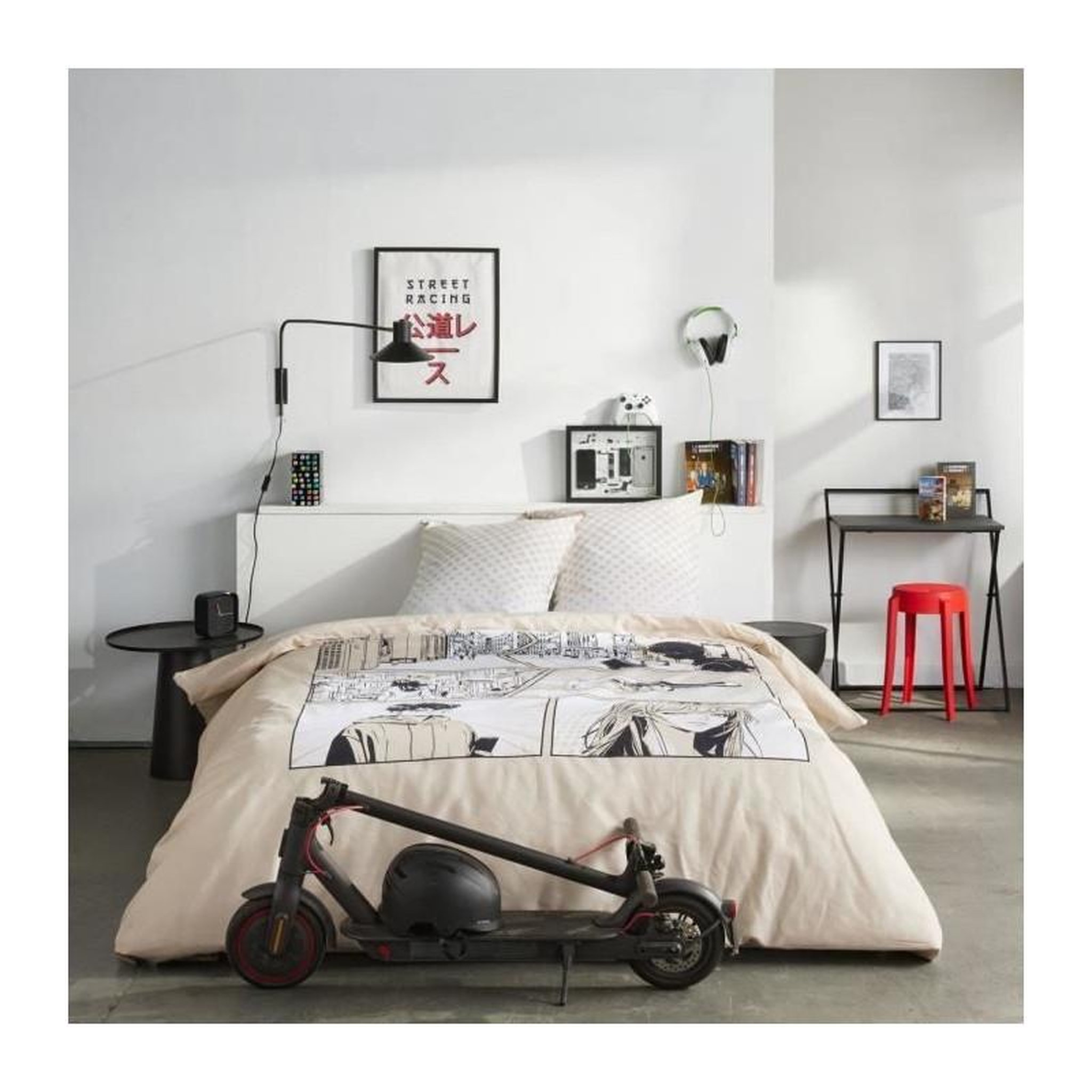 Today Parure de lit - TODAY - JAVA - 2 personnes - 240x220 cm - Coton - Imprimé Manga - Beige