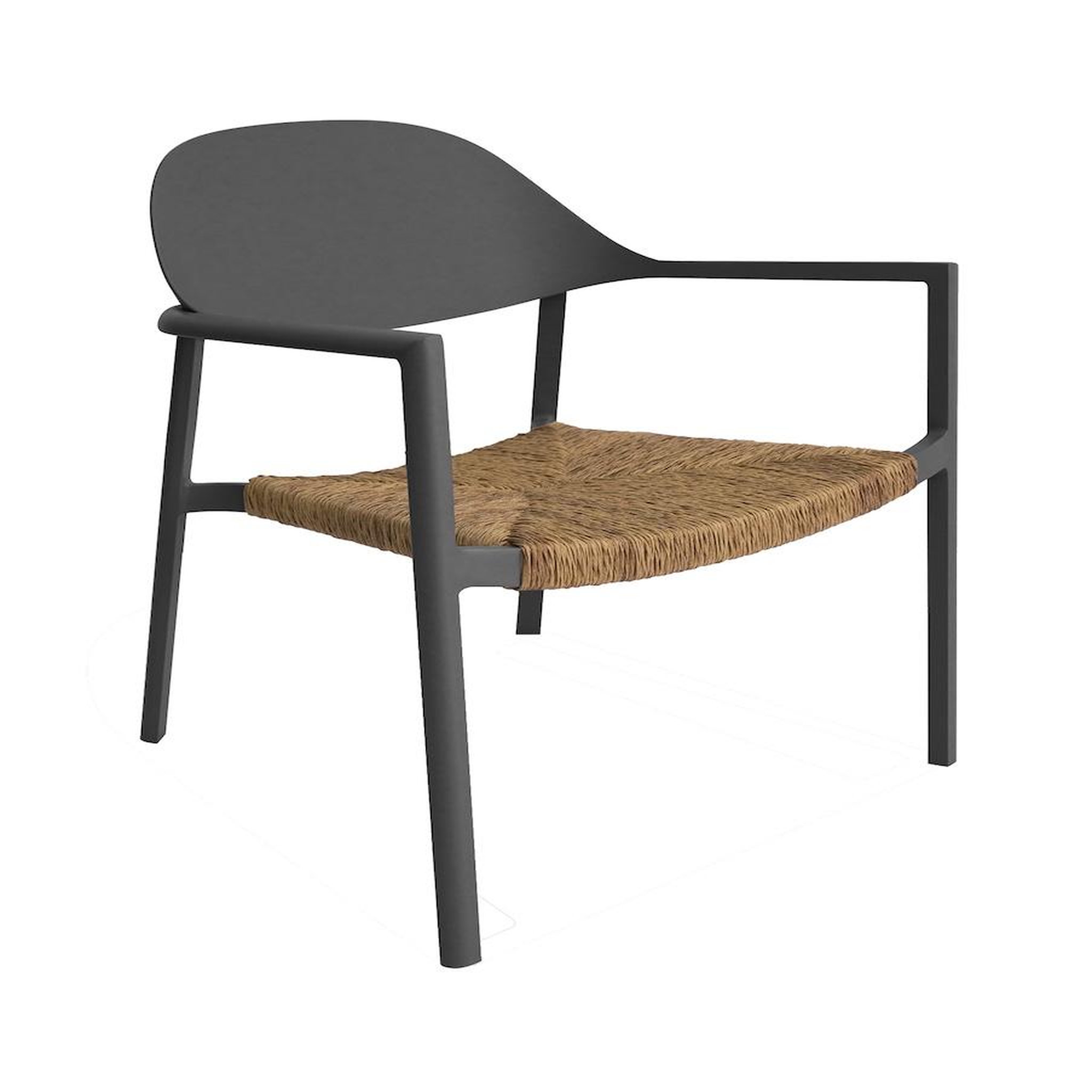 Proloisirs Fauteuil lounge empilable - BAGE - Aluminium époxy graphite - Assise wicker noir