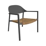 Proloisirs Fauteuil lounge empilable - BAGE - Aluminium époxy graphite - Assise wicker noir