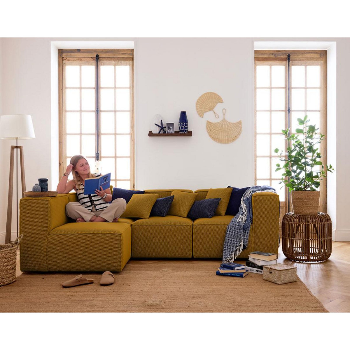 LISA DESIGN Arty - module d'assise droit - en tissu mailles 3d