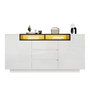 Voir la diapositive 1 : MERAX Buffet 2 porte(s) 3 tiroir(s) - 140 cm blanc led panneau de particules