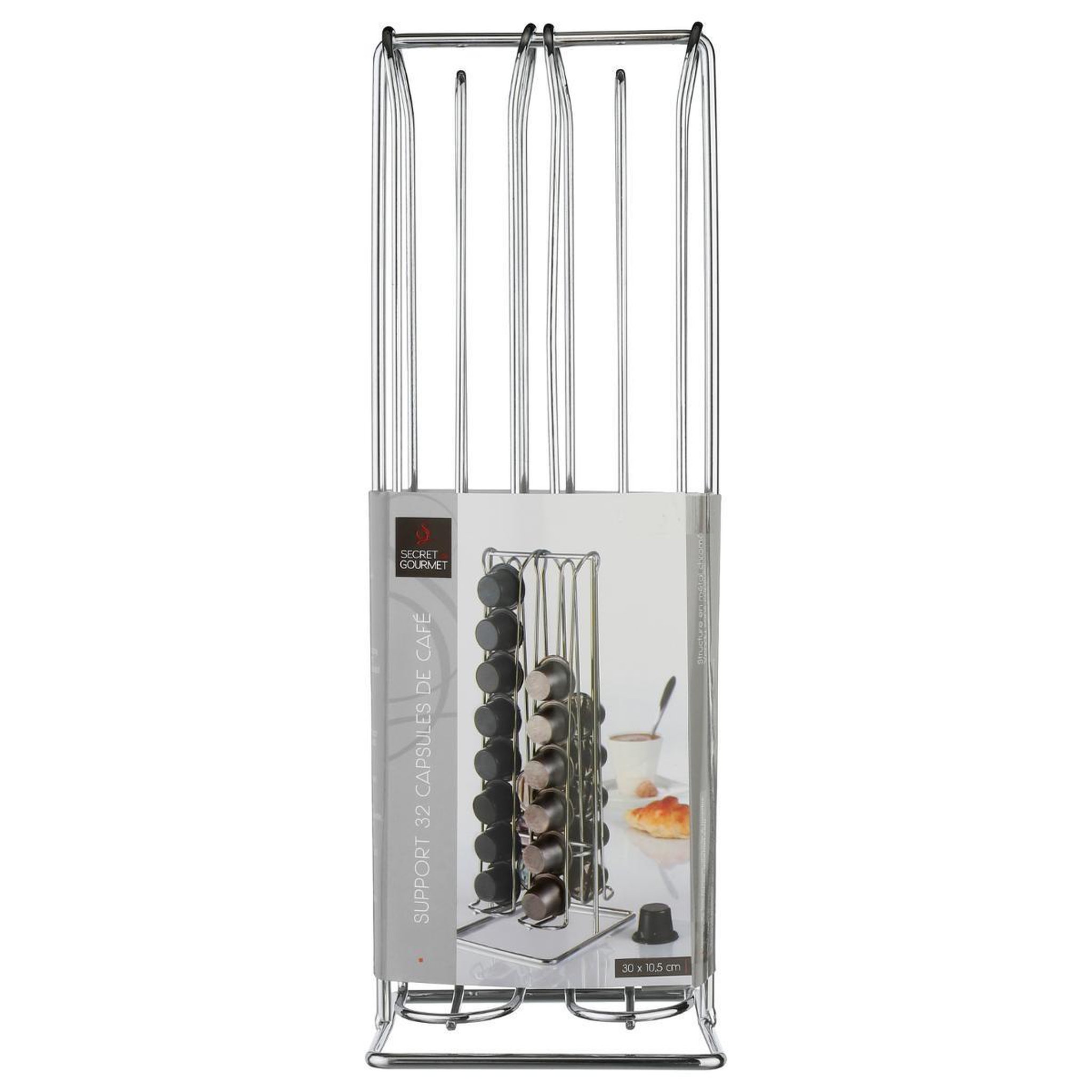 Voir la diapositive 4 : FIVE Porte 32 capsules  expresso  29cm chrome