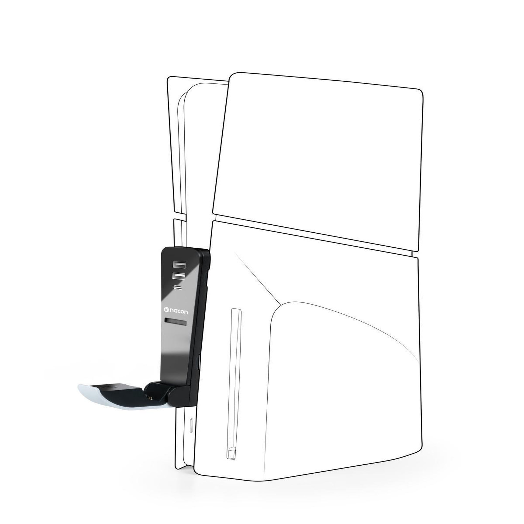 Voir la diapositive 2 : NACON Support de chargement multicompatible Nacon pour console Slim PS5 Noir + Hub USB