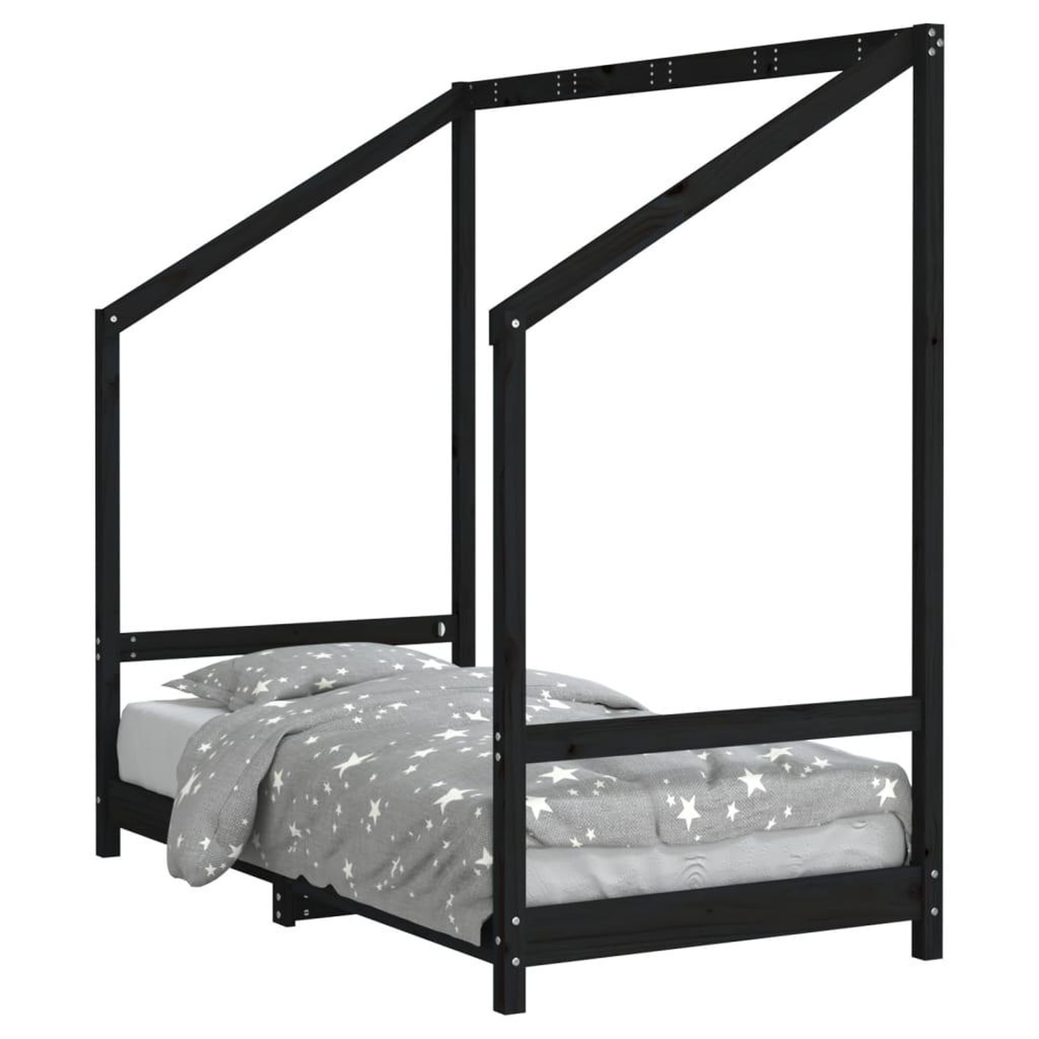 Voir la diapositive 2 : VIDAXL Cadre de lit pour enfant noir 80x160 cm bois de pin massif