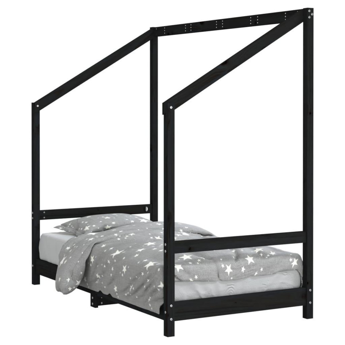 VIDAXL Cadre de lit pour enfant noir 80x160 cm bois de pin massif