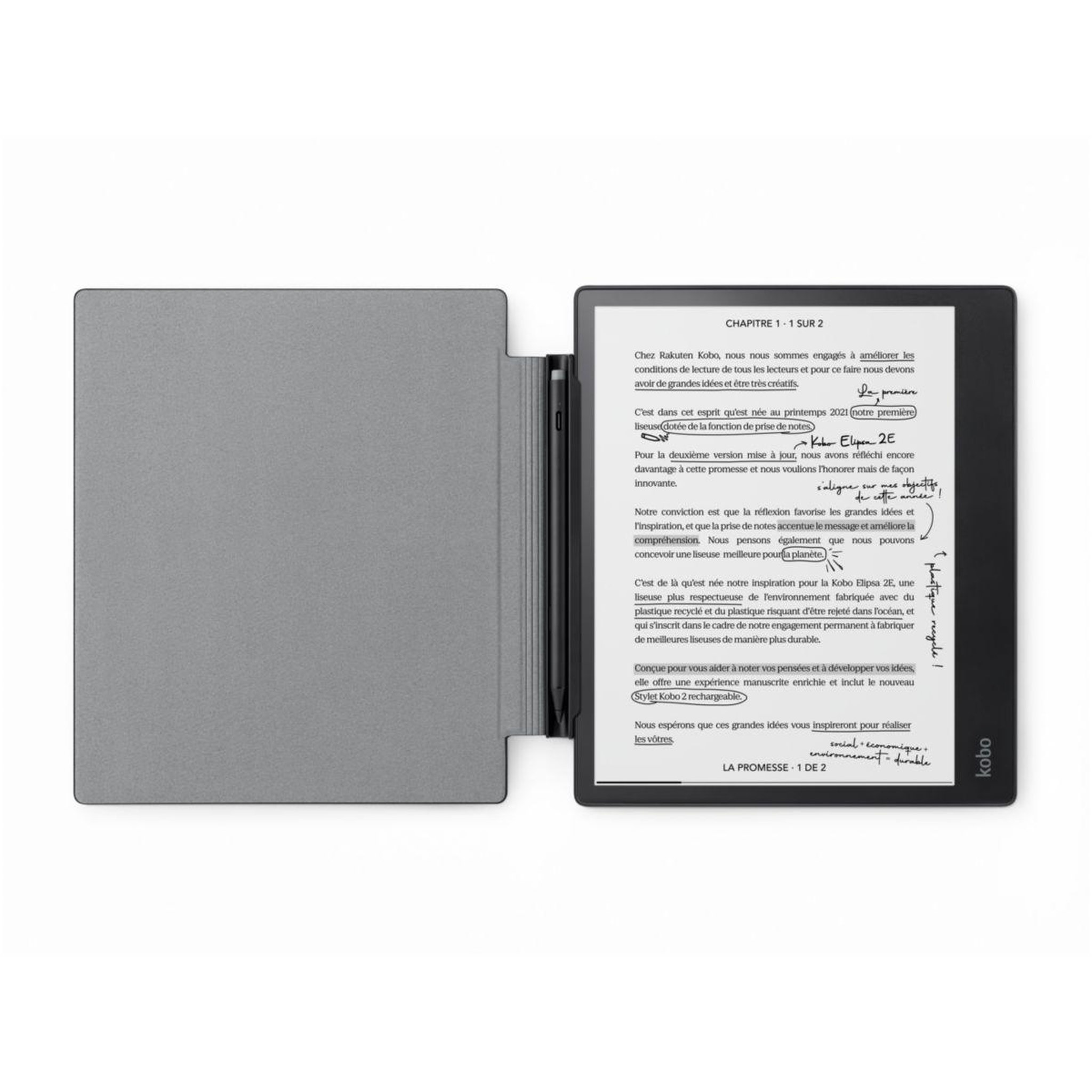 Voir la diapositive 2 : kobo Etui Kobo pour liseuse Elipsa 2E PU Noir