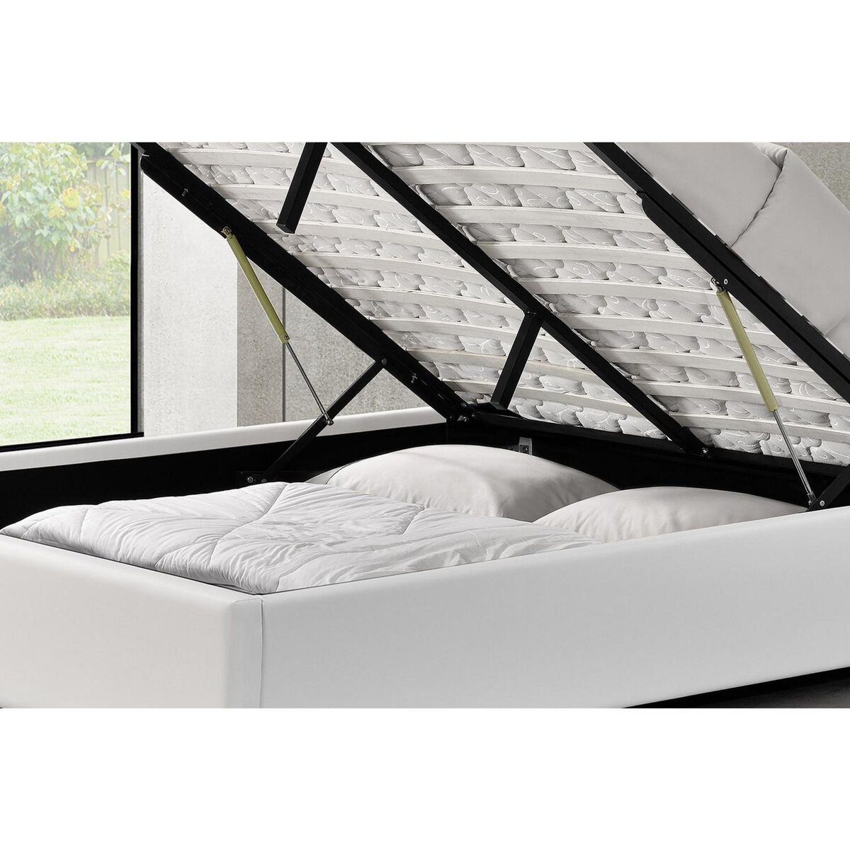 CONCEPT USINE Structure de lit avec coffre 140 x 190 cm blanc KENNINGTON