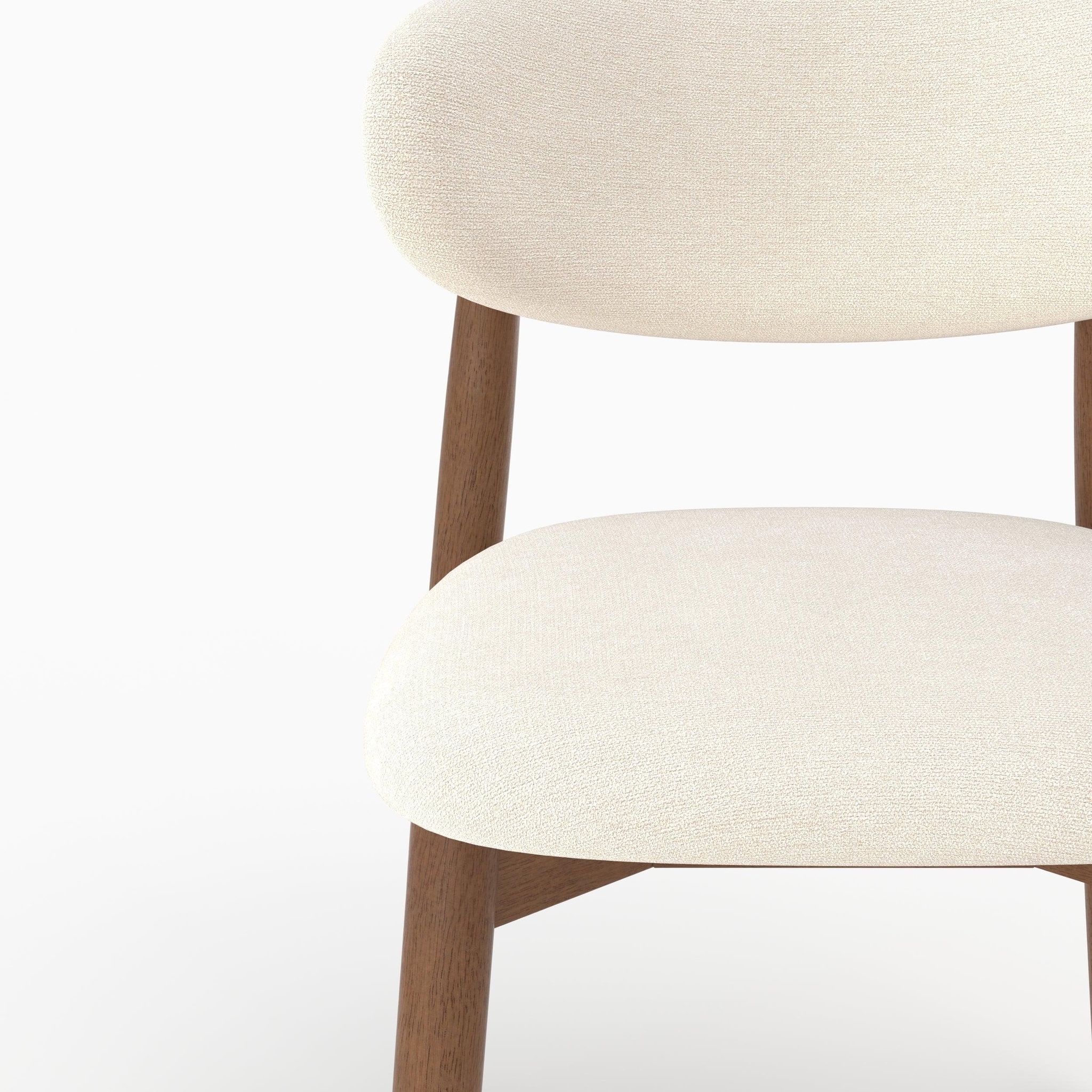 Voir la diapositive 5 : MAISON PAVANE Lot de 2 chaises en tissu beige et bois d'hévéa foncé-yuna