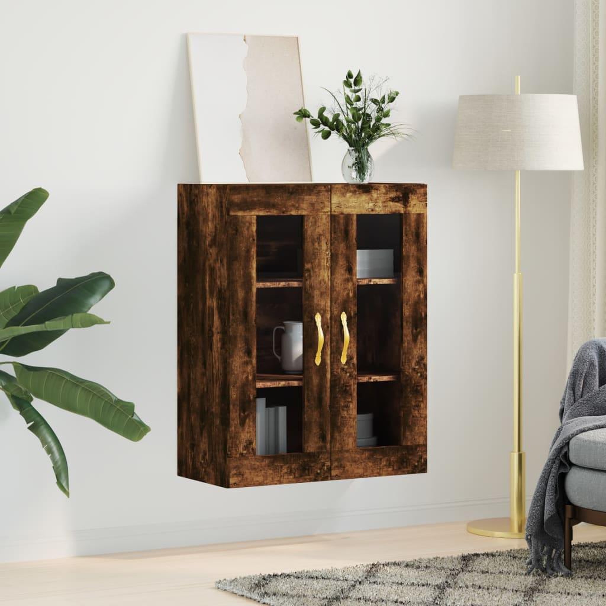 Voir la diapositive 3 : VIDAXL Armoire murale chene fume 69,5x34x90 cm