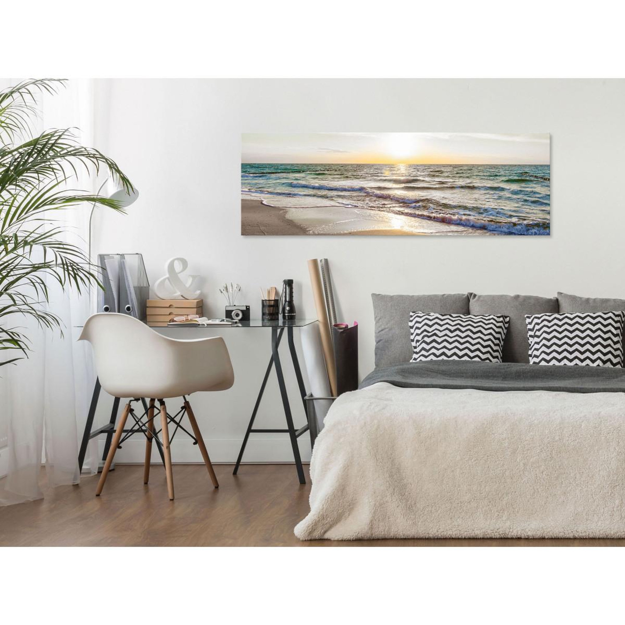 Voir la diapositive 2 : Paris Prix Tableau Imprimé  Calm Waves Narrow Grey