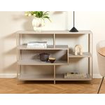 LISA DESIGN Anthea - étagère filaire métal avec plaquage en effet bois blanchi - 114 cm - gris. Coloris disponibles : Gris