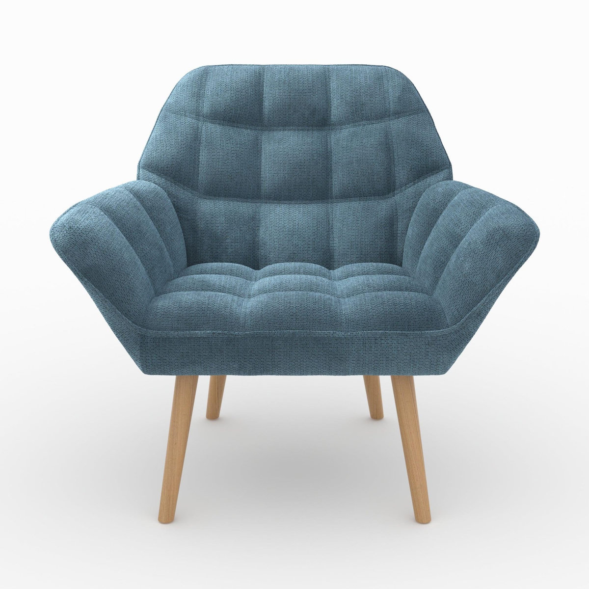 Rendez vous déco Fauteuil en tissu bleu et pieds en bois-Simba