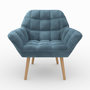 Voir la diapositive 6 : Rendez vous déco Fauteuil en tissu bleu et pieds en bois-Simba