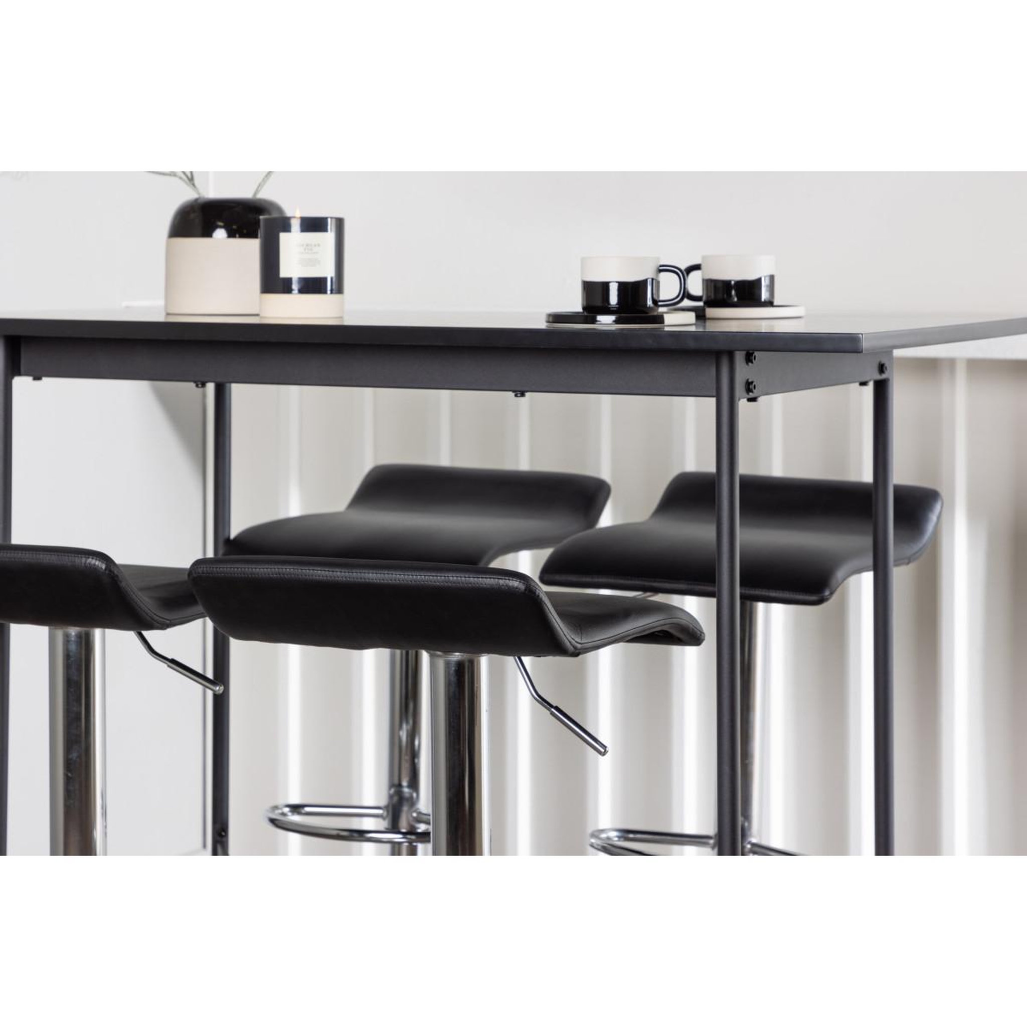 Voir la diapositive 5 : Paris Prix Ensemble Table de Bar & 4 Tabourets  Rax & Jonna  120cm Noir