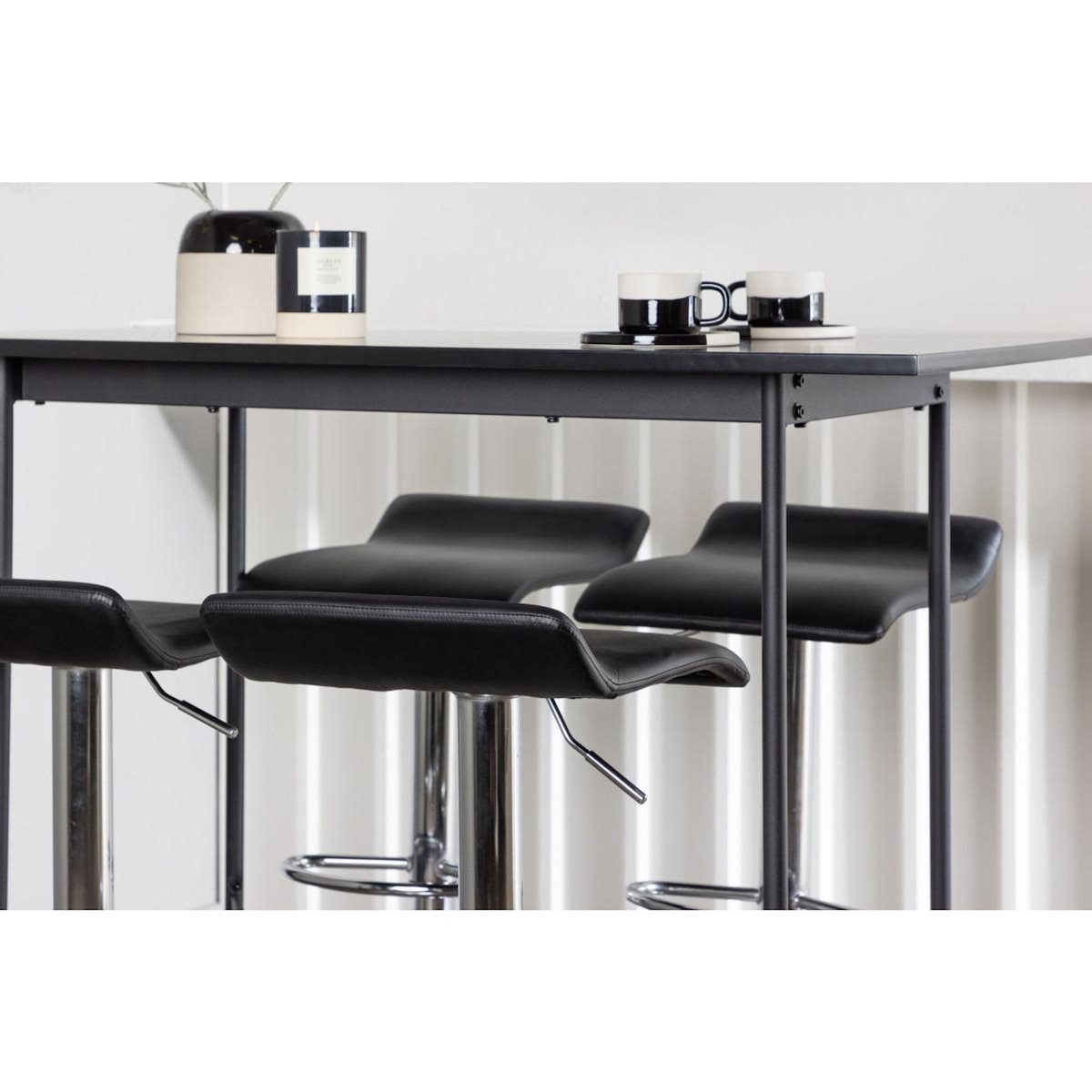 Paris Prix Ensemble Table de Bar & 4 Tabourets  Rax & Jonna  120cm Noir