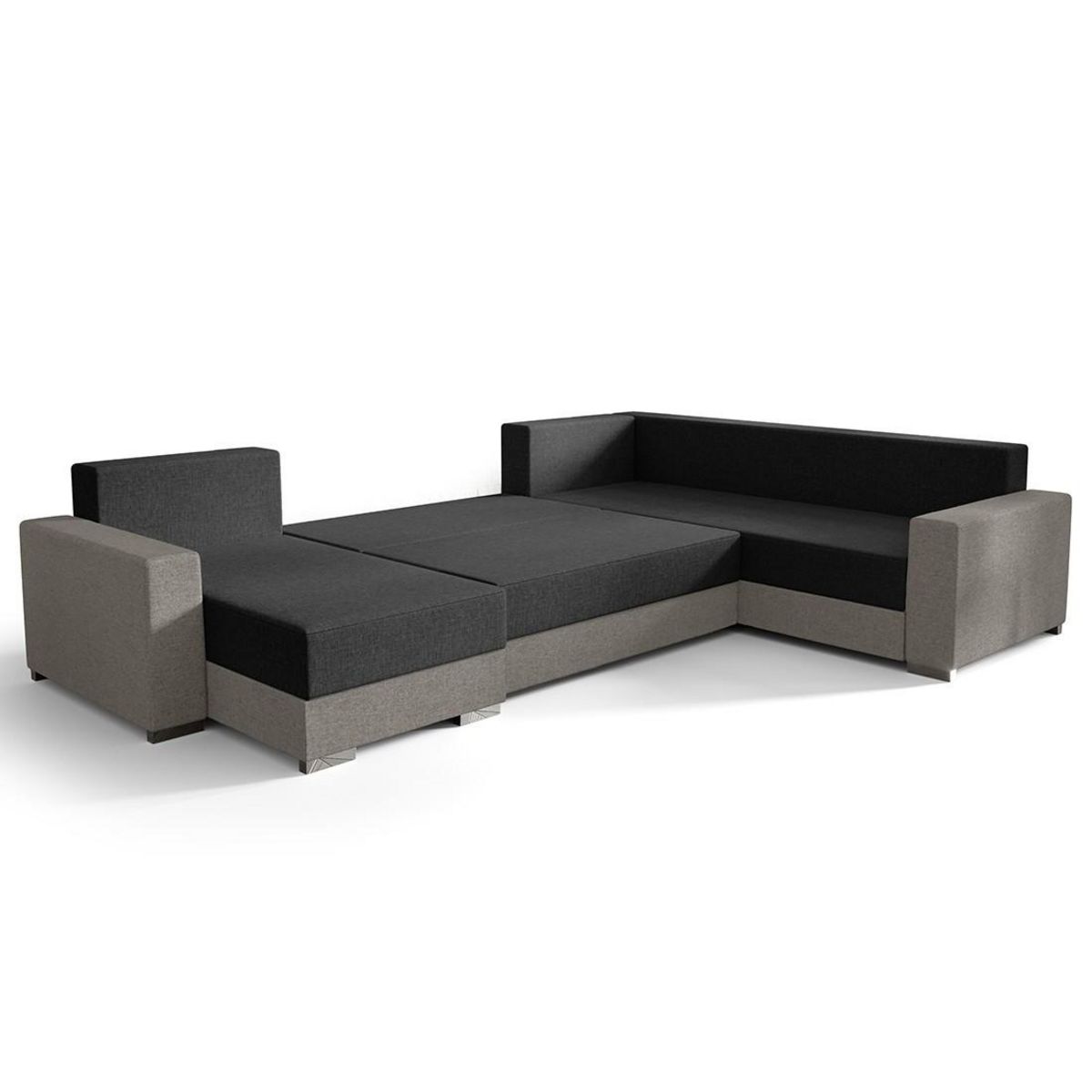 BEST MOBILIER Epona - canapé panoramique d'angle réversible 7 places convertible avec coffre en tissu