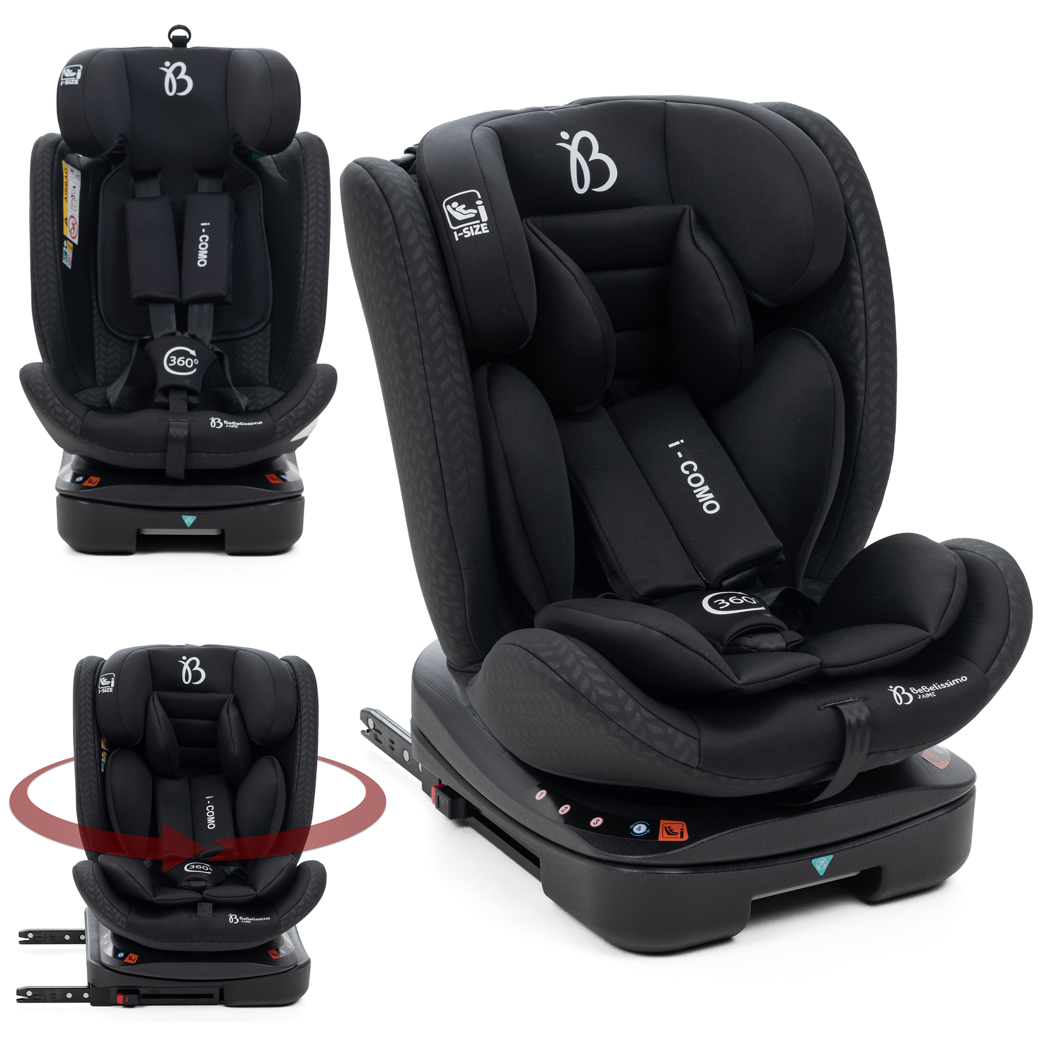 BEBELISSIMO Siège auto isofix - pivontant 360 ° - 40-150 cm -  0-36kg  i- como. Coloris disponibles : Vert, Rose