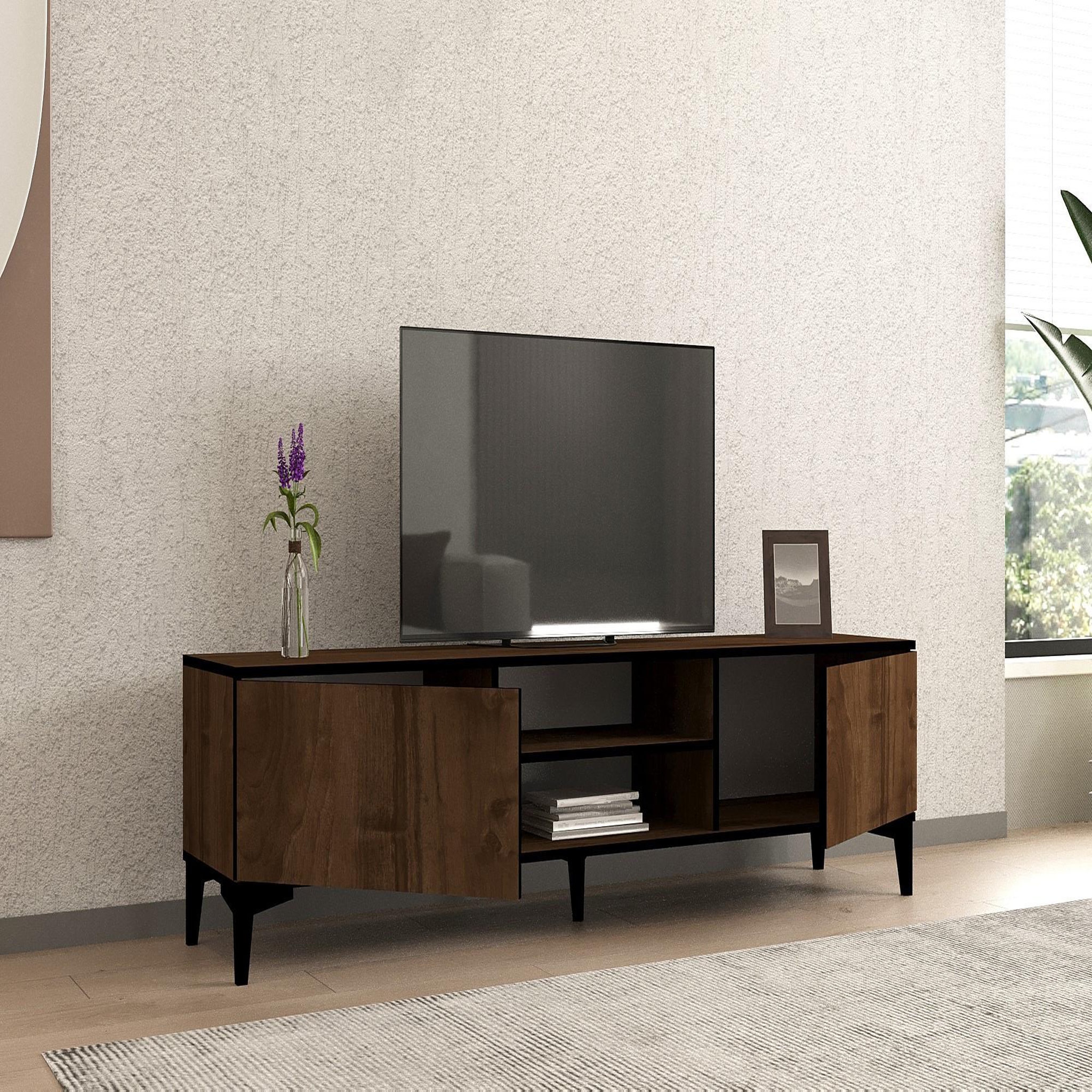 Voir la diapositive 3 : Habitat et Jardin Meuble tv en bois  erem  - 180 x 40 x 45 cm - noyernoir