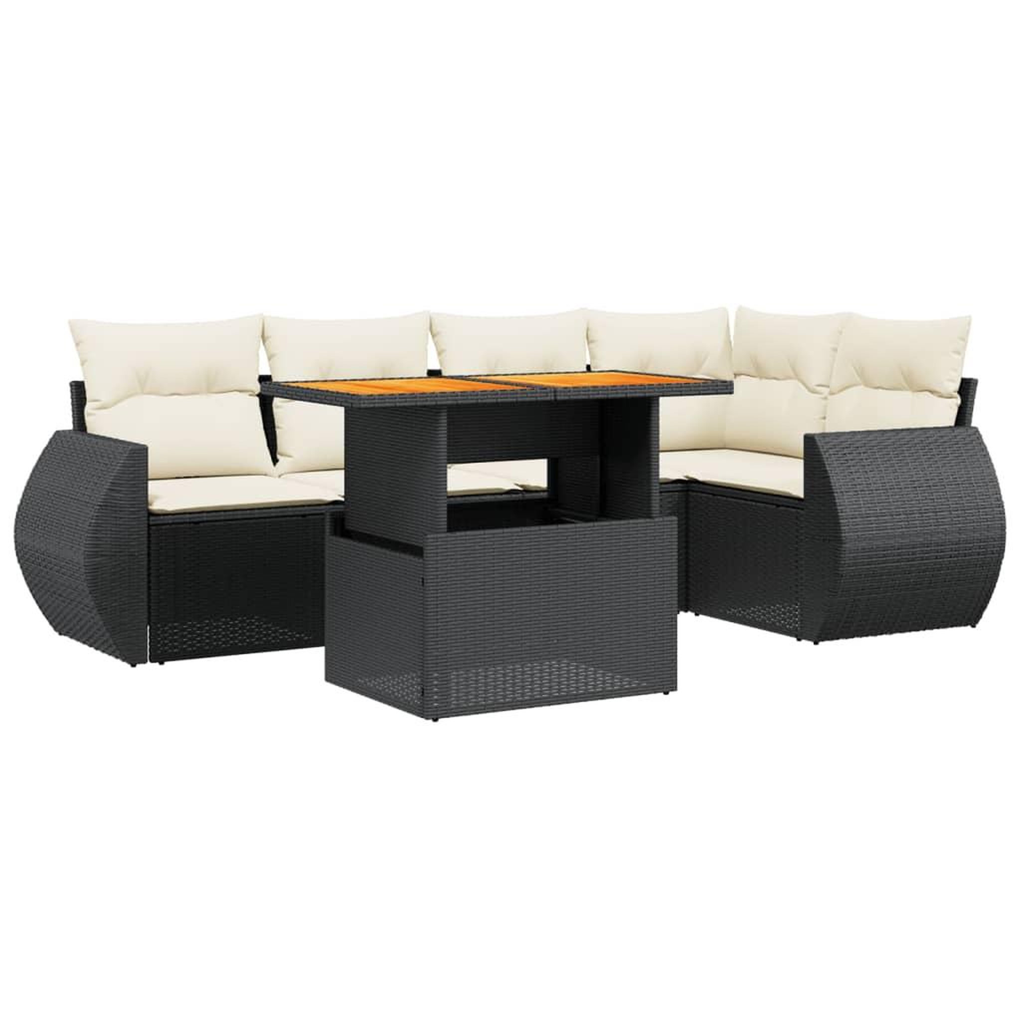 Voir la diapositive 2 : VIDAXL Salon de jardin 6 pcs avec coussins noir resine tressee