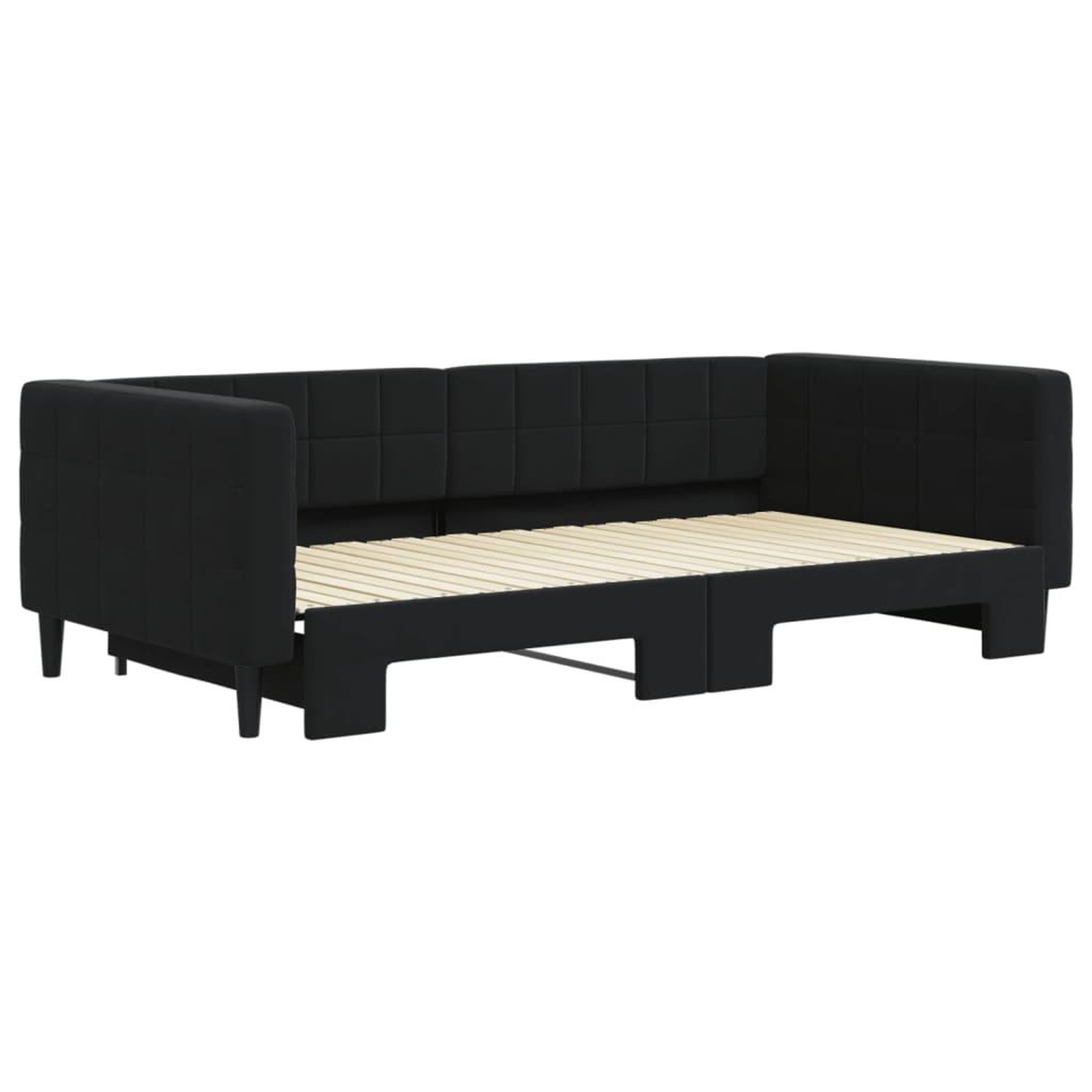 Voir la diapositive 3 : VIDAXL Lit de jour avec gigogne sans matelas noir 100x200 cm