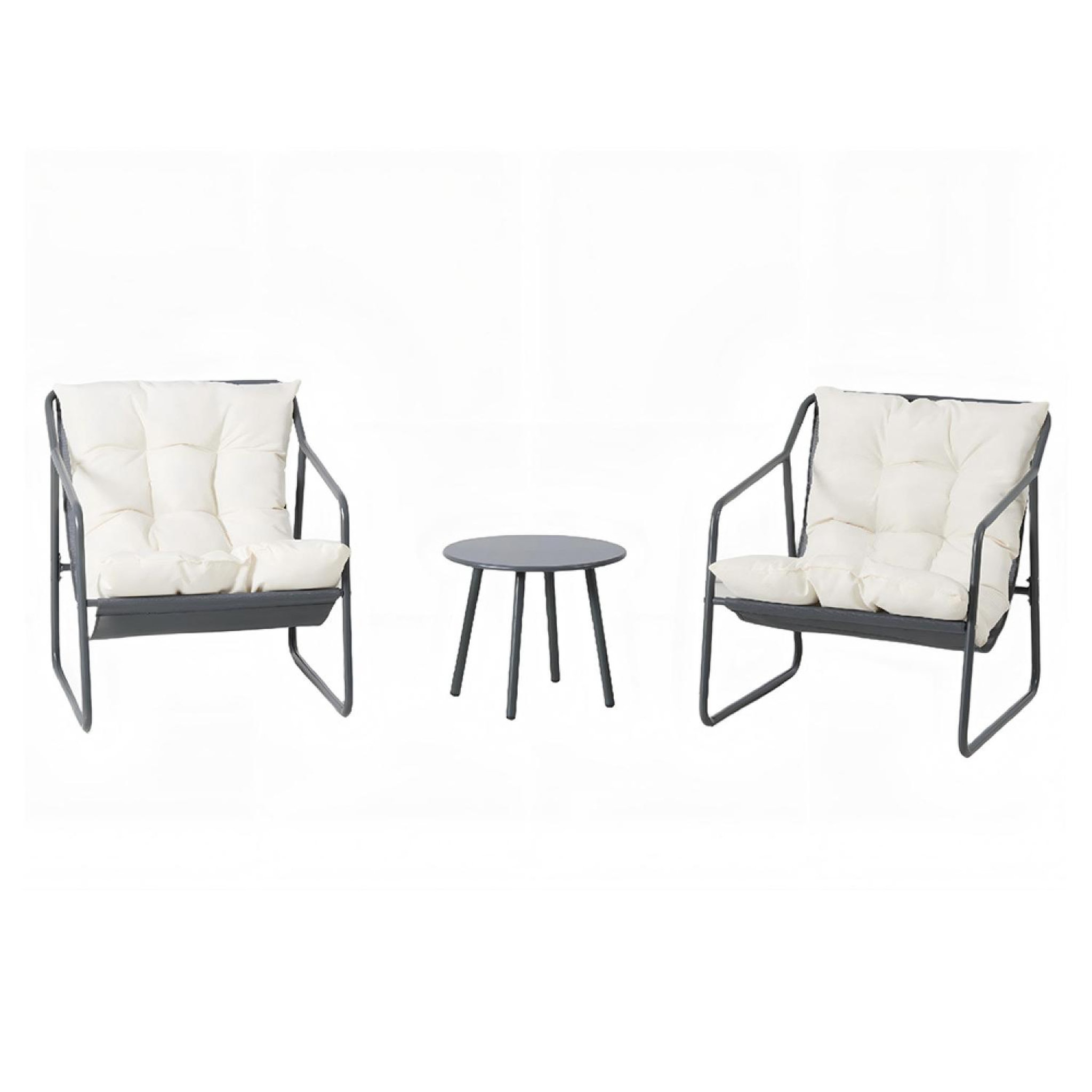 Voir la diapositive 1 : CONCEPT USINE Ensemble de jardin 2 fauteuils gris avec table basse atrani