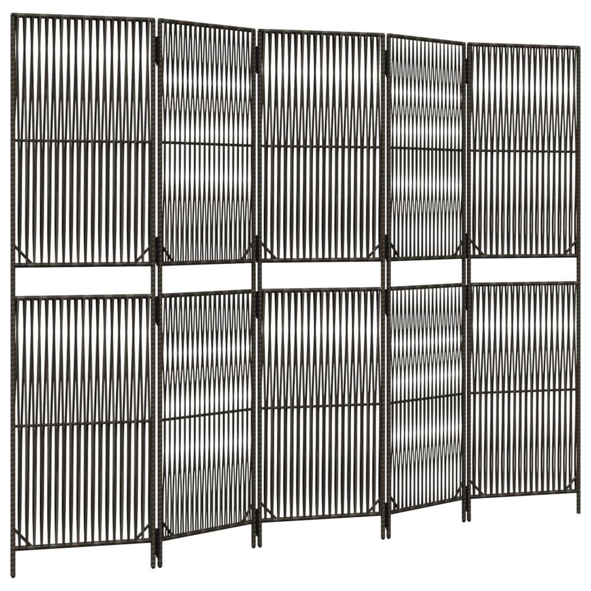 Voir la diapositive 2 : VIDAXL Cloison de separation 5 panneaux gris resine tressee