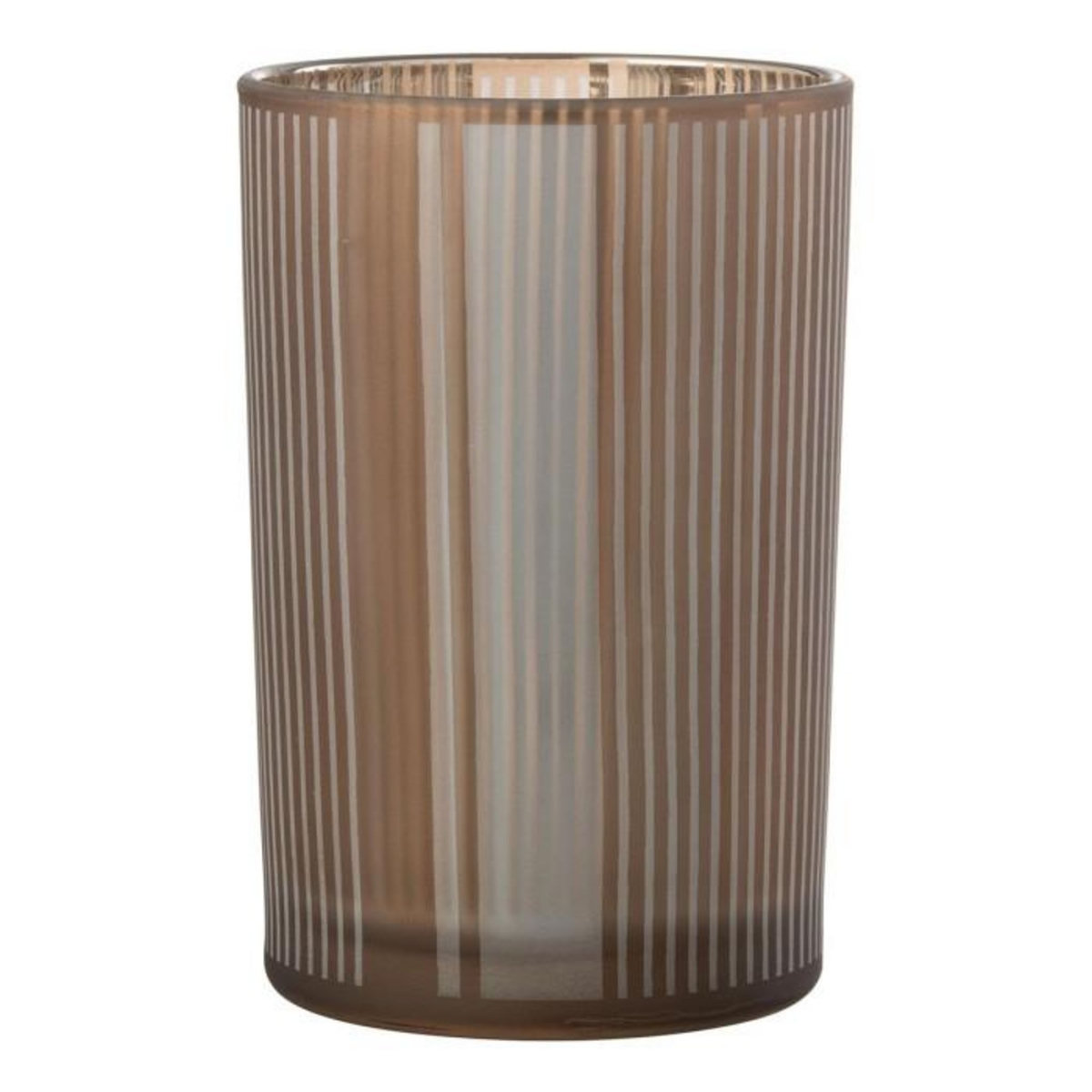 Paris Prix Photophore Déco en Verre Mat  Lignes  18cm Marron