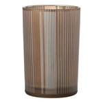 Paris Prix Photophore Déco en Verre Mat  Lignes  18cm Marron