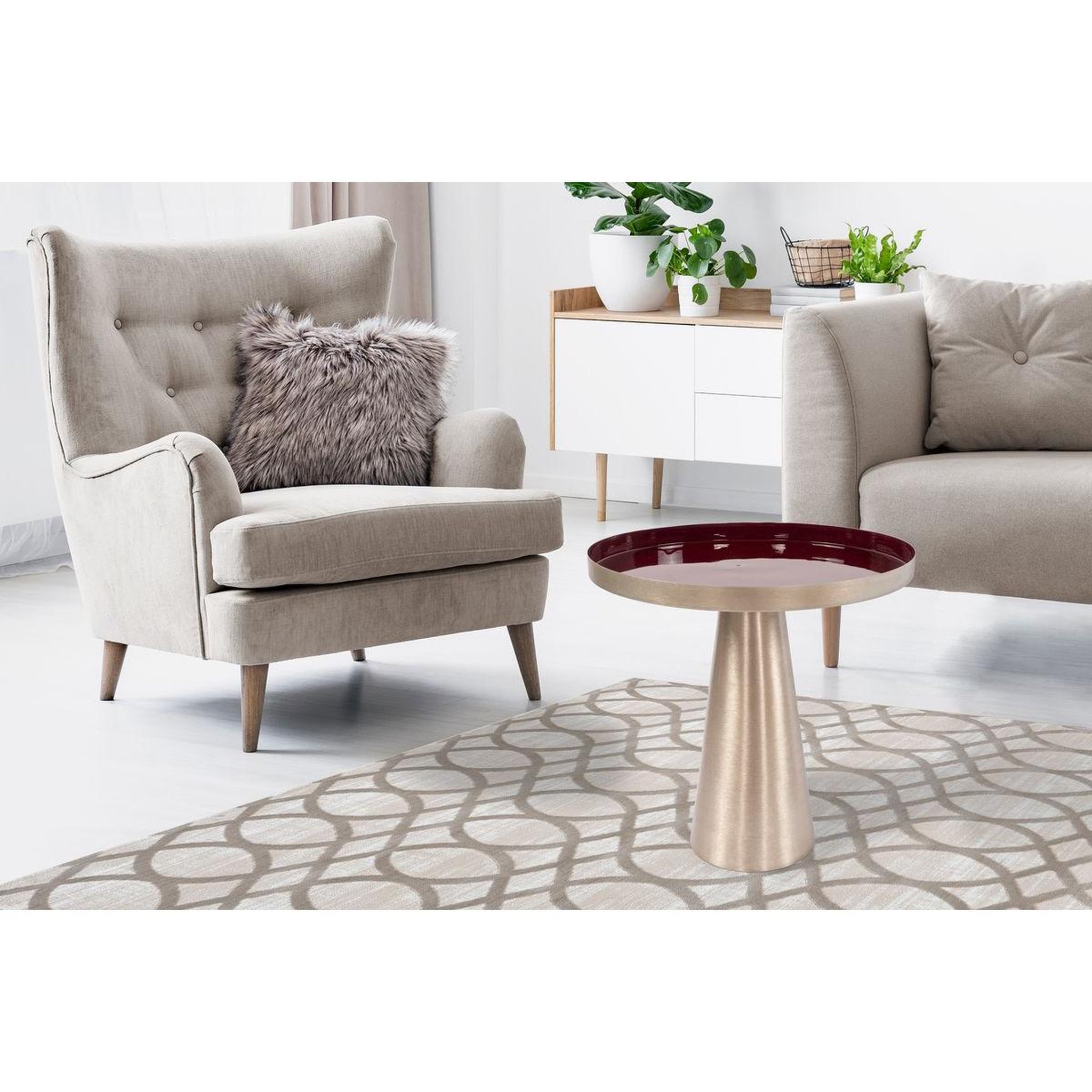 Voir la diapositive 3 : Paris Prix Table d'Appoint Design  Morrison  45cm Prune