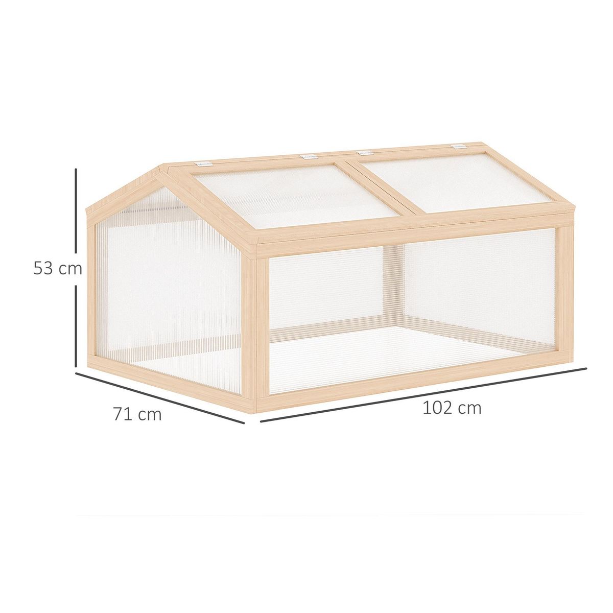 OUTSUNNY Mini serre de jardin serre à tomates dim. 102L x 71l x 53H cm double toit ouvrable 2 niveaux panneaux polycarbonate bois sapin pré-huilé