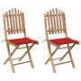 Voir la diapositive 1 : VIDAXL Chaises pliables de jardin lot de 2 avec coussins Bambou