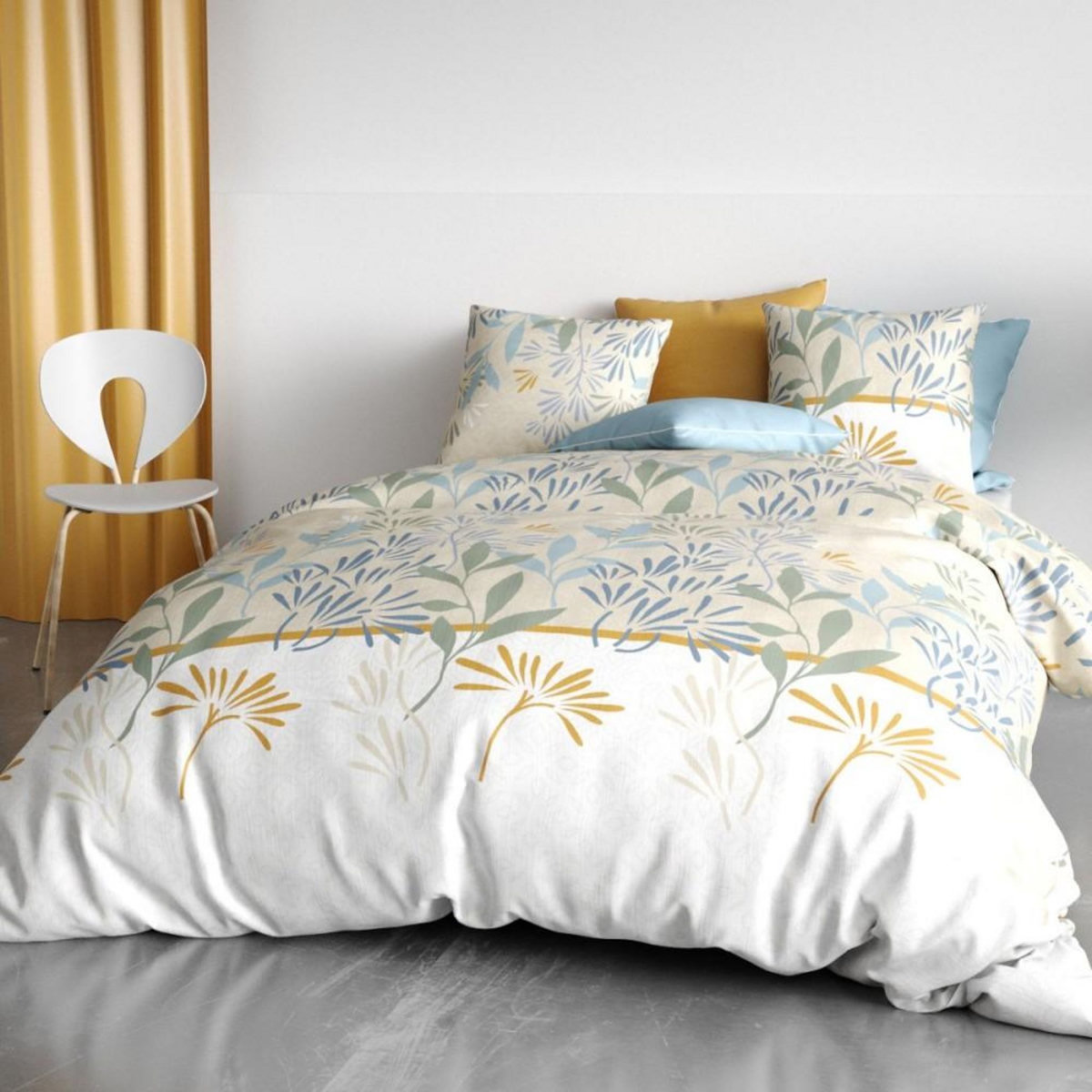 ATELIER DU COTON Housse de couette 260x240 AGIL + 2 taies coton 57 fils