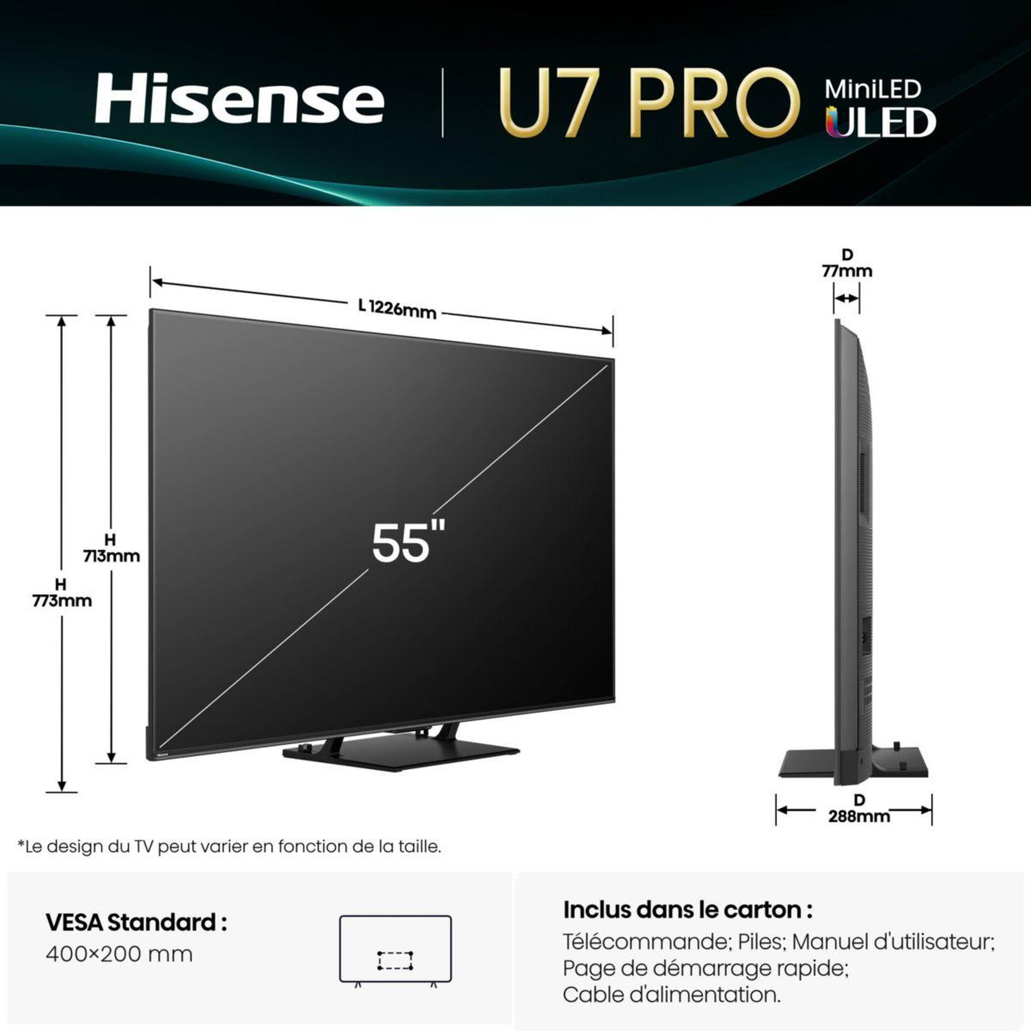 Voir la diapositive 5 : Hisense Tv mini led 55u7q pro 2025 (139cm)