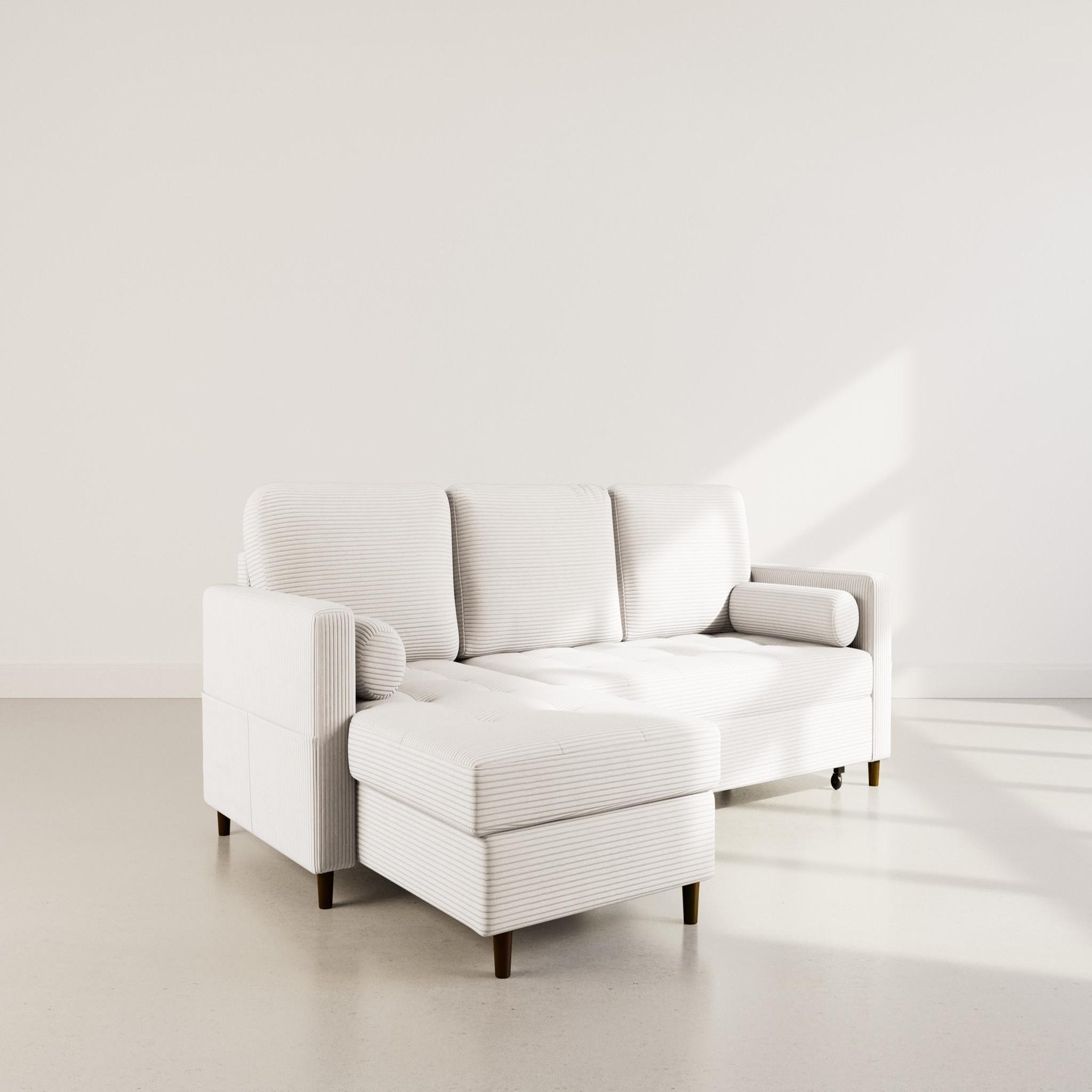 Voir la diapositive 3 : BEST MOBILIER Marceau - canapé d'angle réversible 4 places convertible avec coffre en velours côtelé