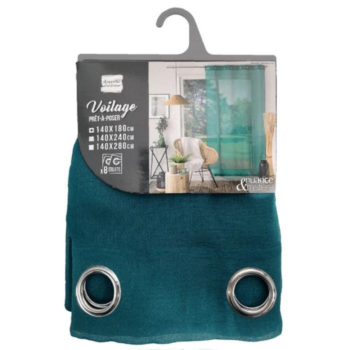Paris Prix Rideau Voilage à Œillets  Sandra  140x180cm Émeraude