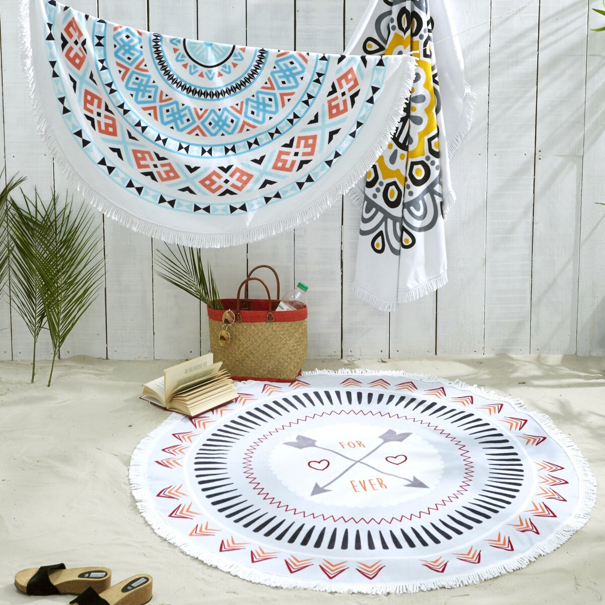 Serviette de plage ronde en coton 360 gr/m2 FOREVER