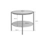 Voir la diapositive 6 : SWEEEK Table basse / d'appoint ronde 52 x 52 cm effet bois et métal noir. 2 plateaux dont un en verre trempé
