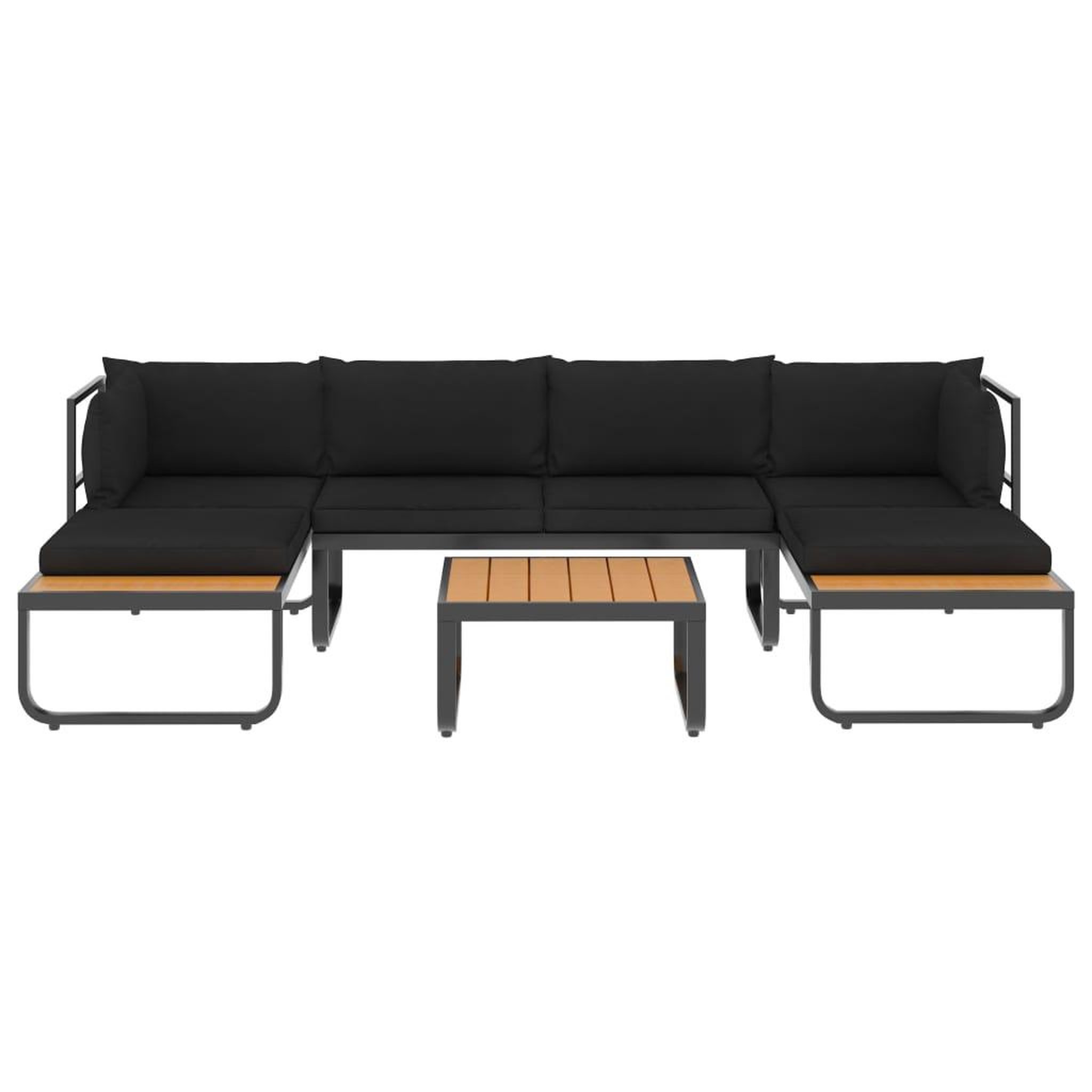 Voir la diapositive 3 : VIDAXL Canape d'angle de jardin a 4 places avec coussins Aluminium WPC