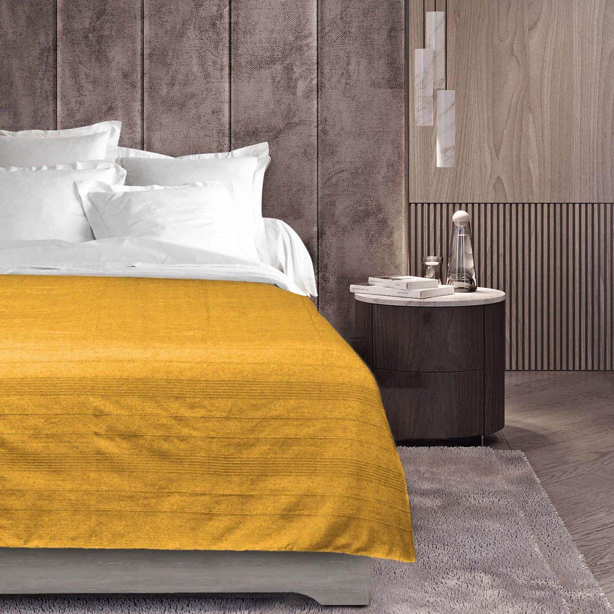 Voir la diapositive 3 : Douceur d'Intérieur Plaid uni en coton  lucile  180x220cm jaune
