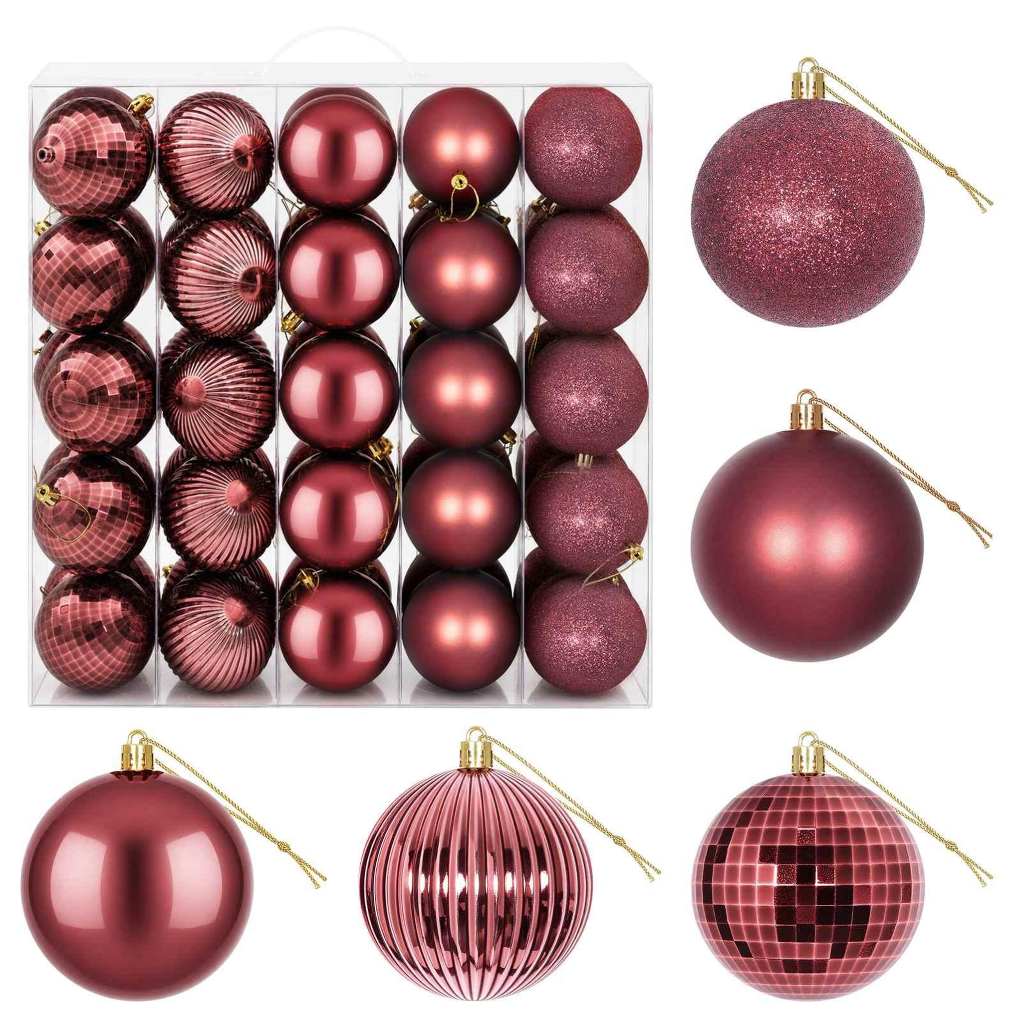 VIDAXL Ensemble de boules de Noël 50 pc Bordeaux Diam. 8 cm