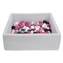  Piscine à balles pour enfant, 90x90 cm, Aire de jeu + 150 balles noir, blanc, rose,gris