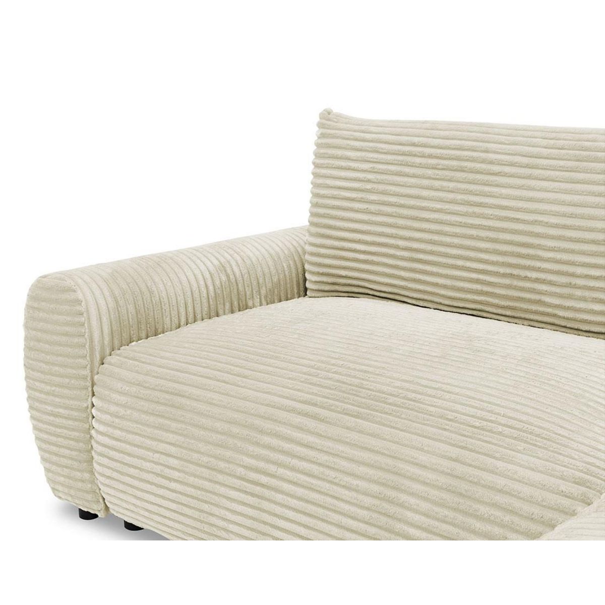 BEST MOBILIER Silvano - canapé d'angle droit 4 places convertible avec coffre en velours côtelé grosses côtes