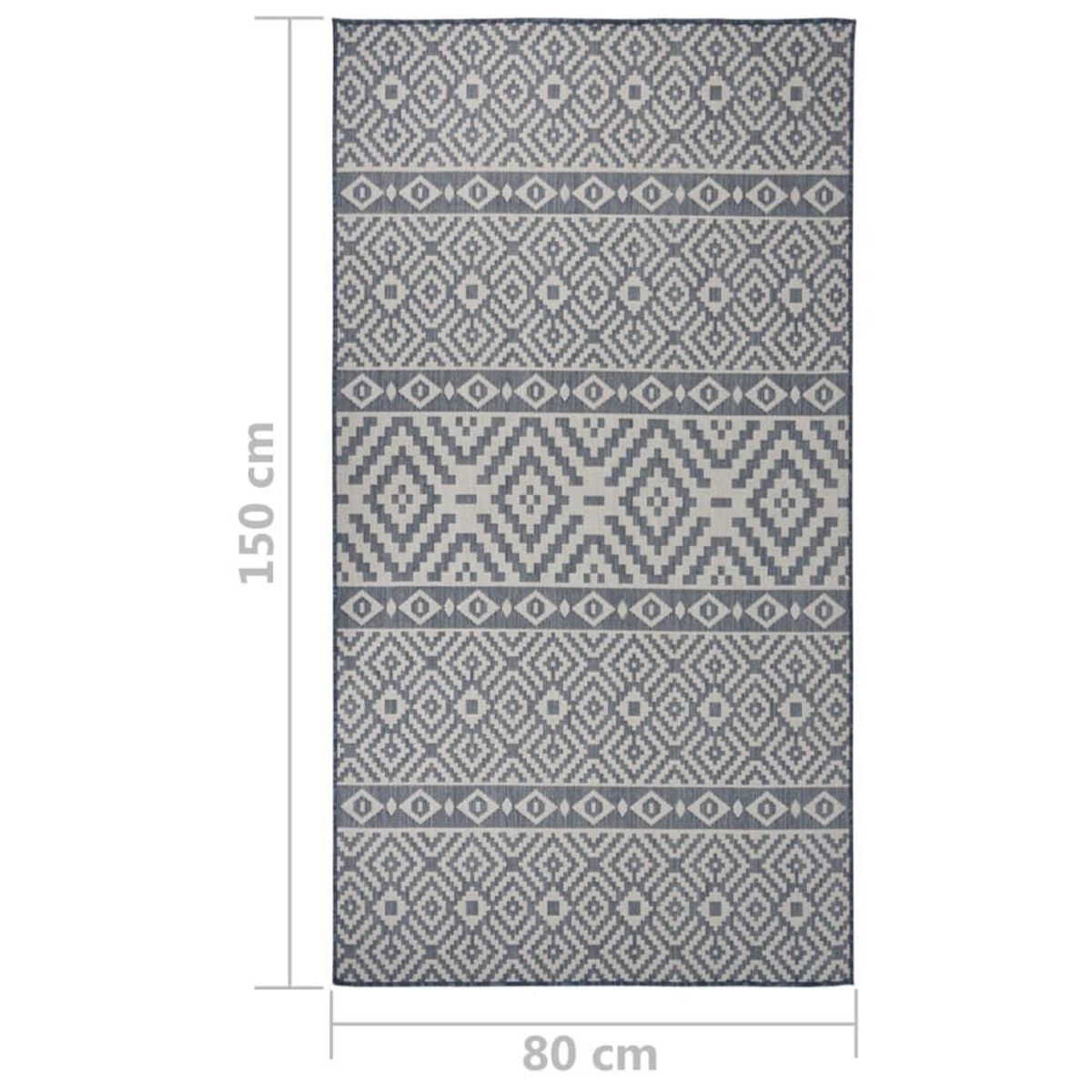 VIDAXL Tapis a tissage plat d'exterieur 80x150 cm Rayures bleues