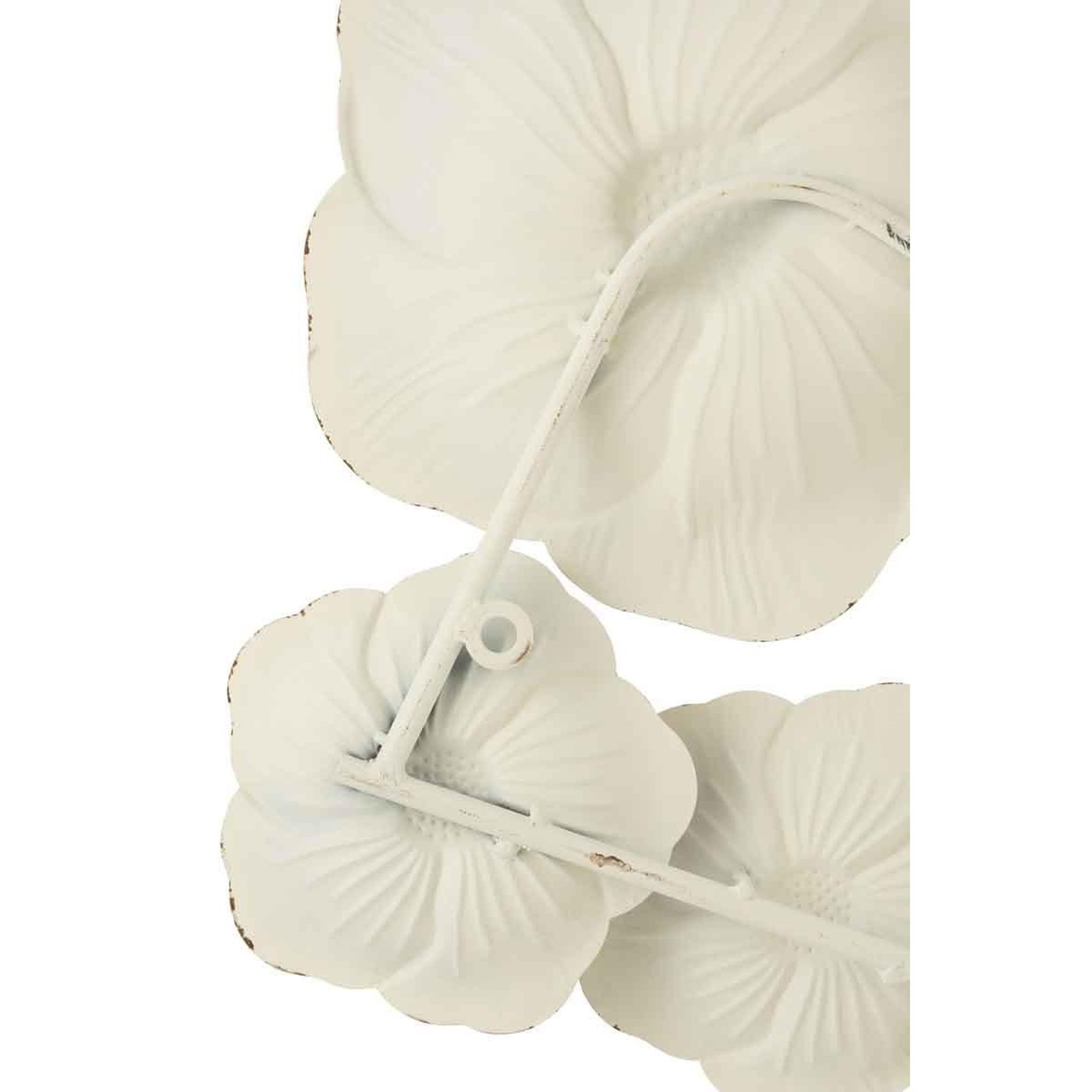 Voir la diapositive 4 : J-LINE Décoration Murale Métal  Fleurs  103cm Blanc & Rose
