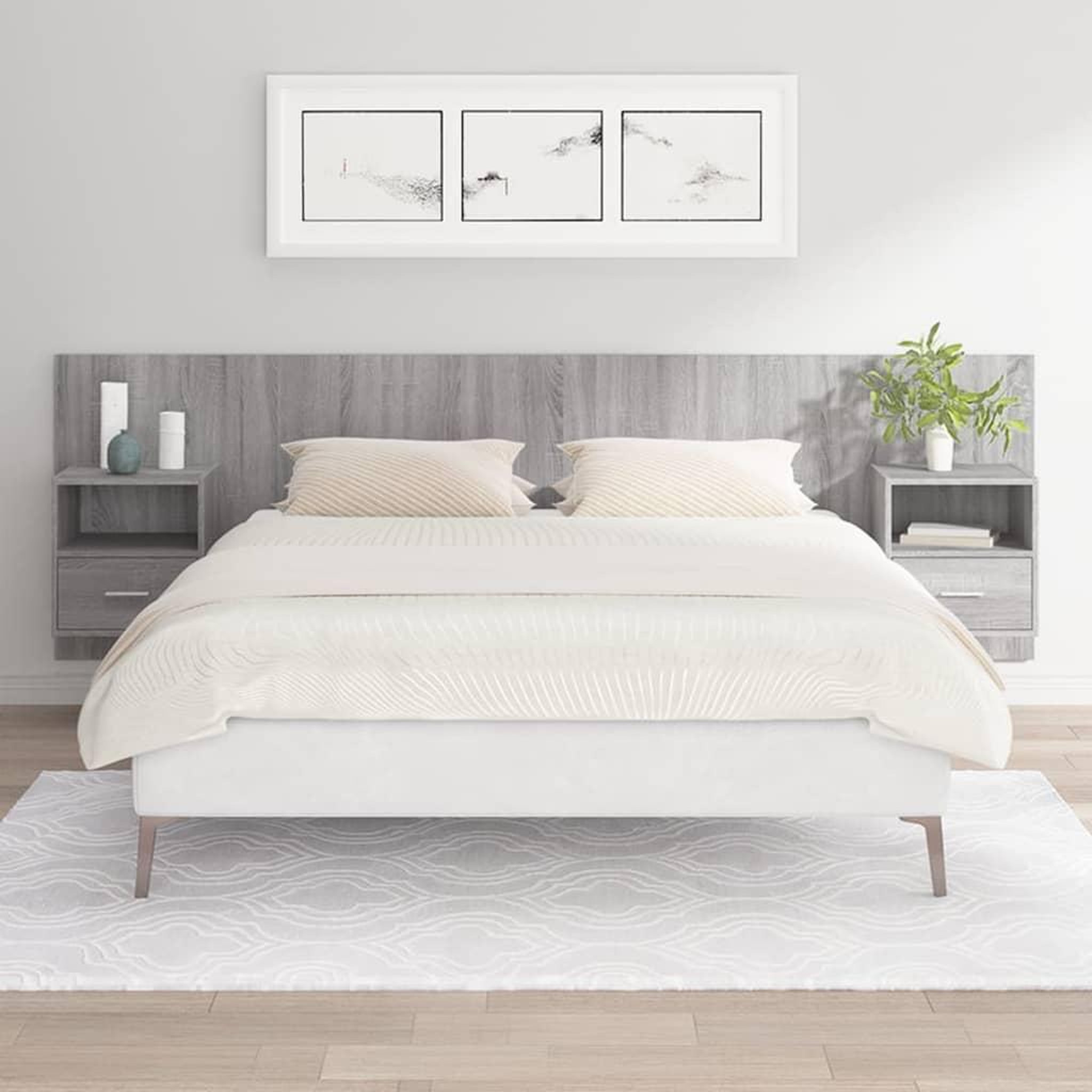 Voir la diapositive 1 : VIDAXL Tete de lit avec armoires sonoma gris Bois d'ingenierie