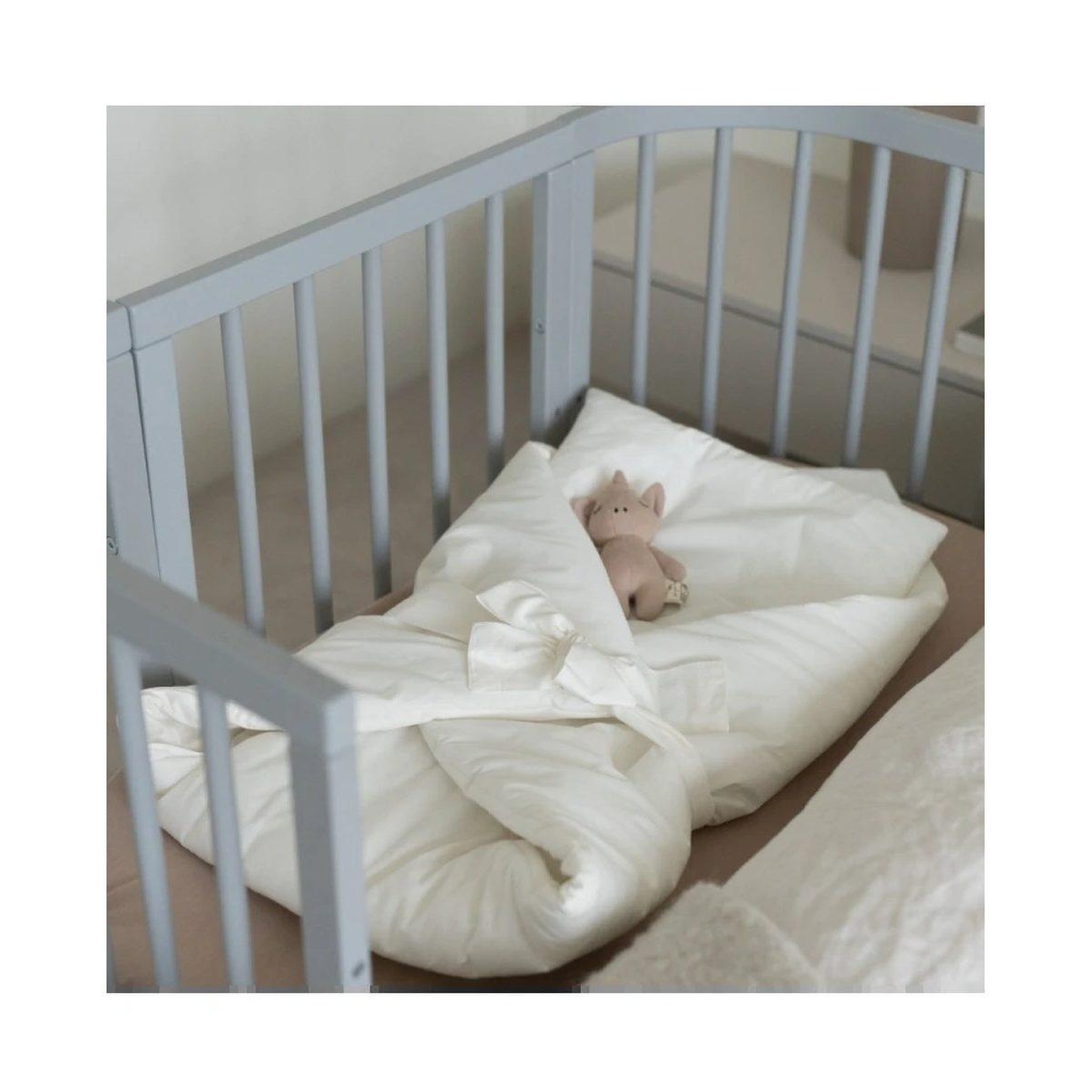 Voir la diapositive 5 : WALDIN Parure 2 en 1 couette et lange d'emmaillotage 75 × 75 cm - écru uni
