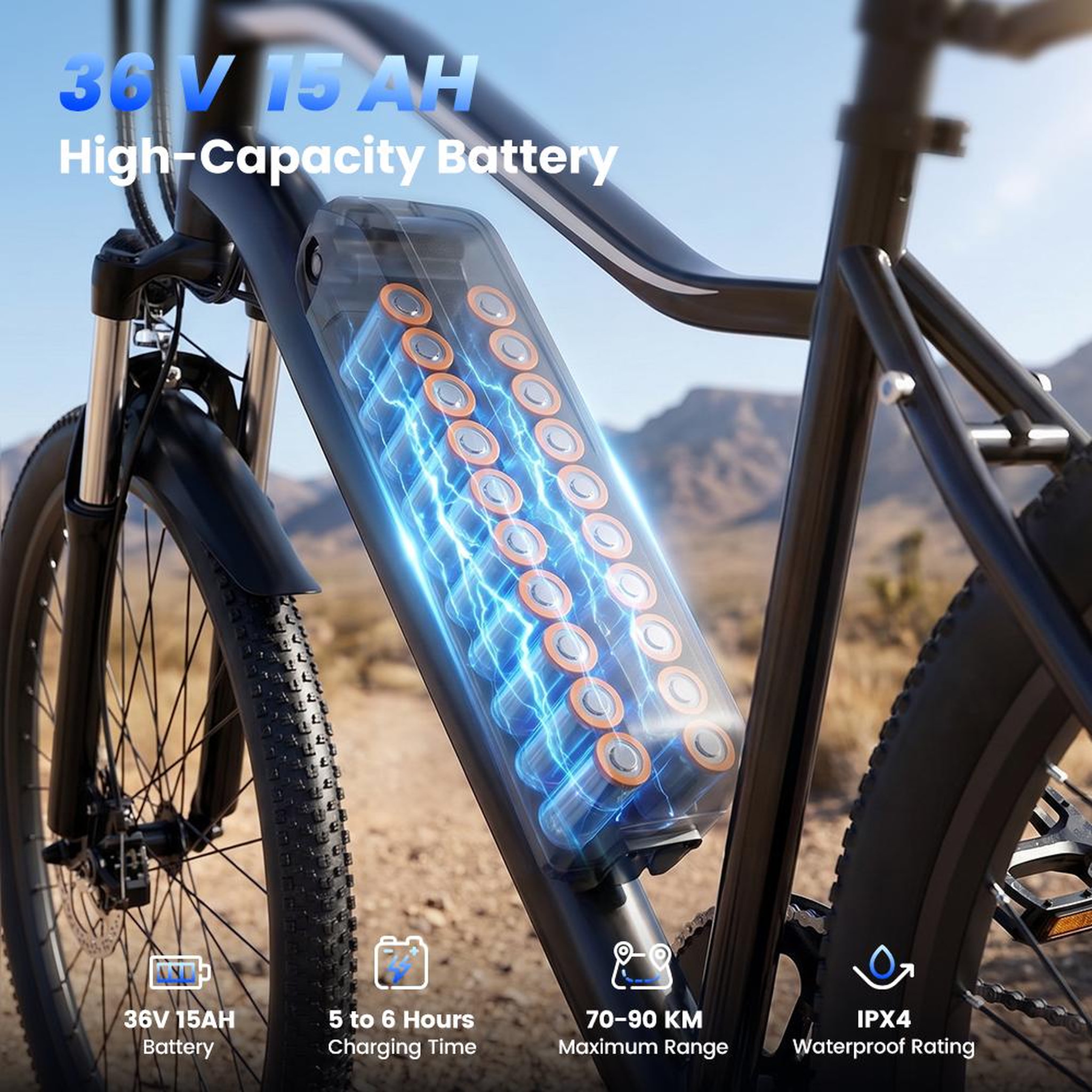 Voir la diapositive 4 : ISCOOTER Vélo électrique 26  iScooter EB3S, autonomie 60 km, Shimano 7 vitesses