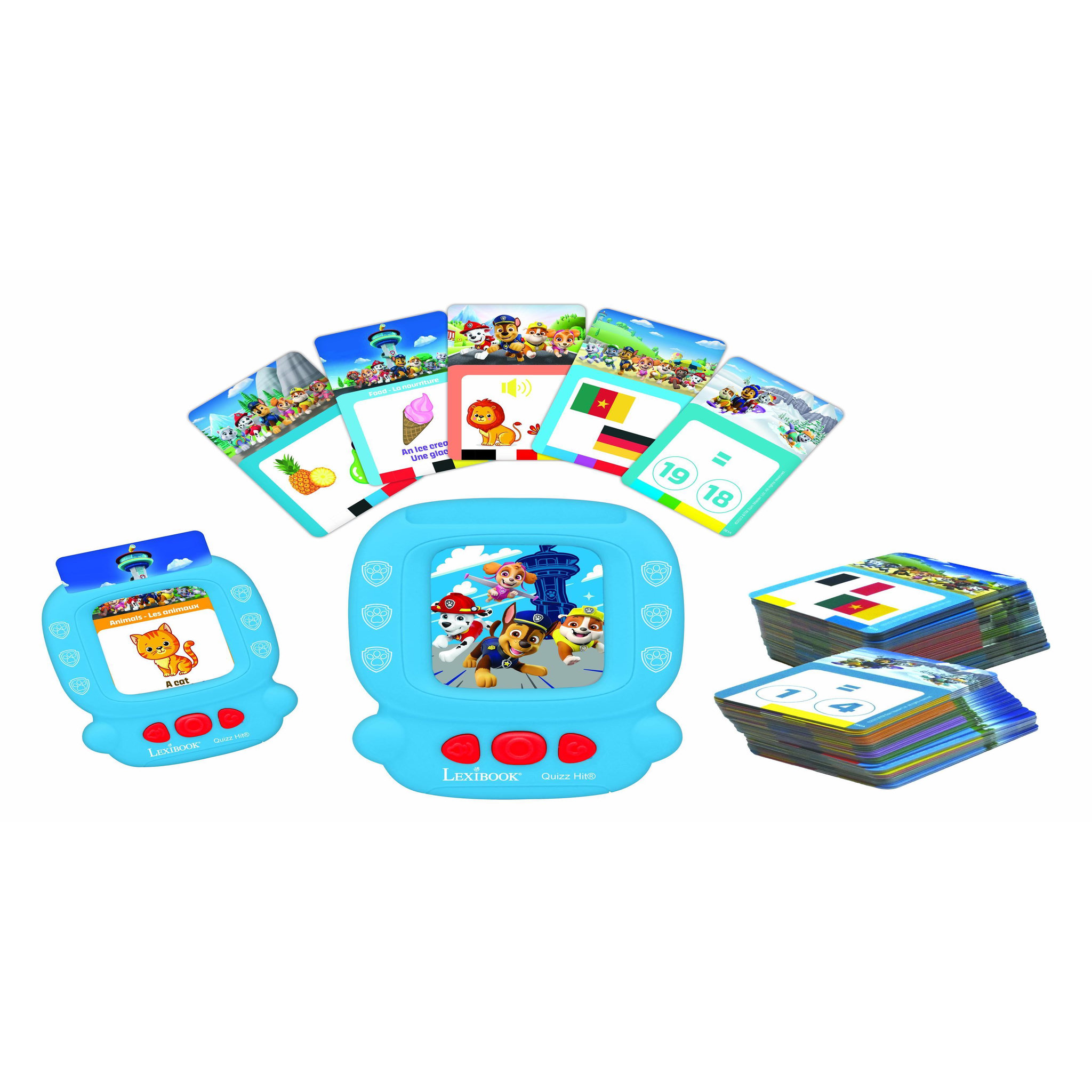 Lexibook Lecteur de cartes interactif parlant bilingue Quizz Hit Pat Patrouille anglais et français