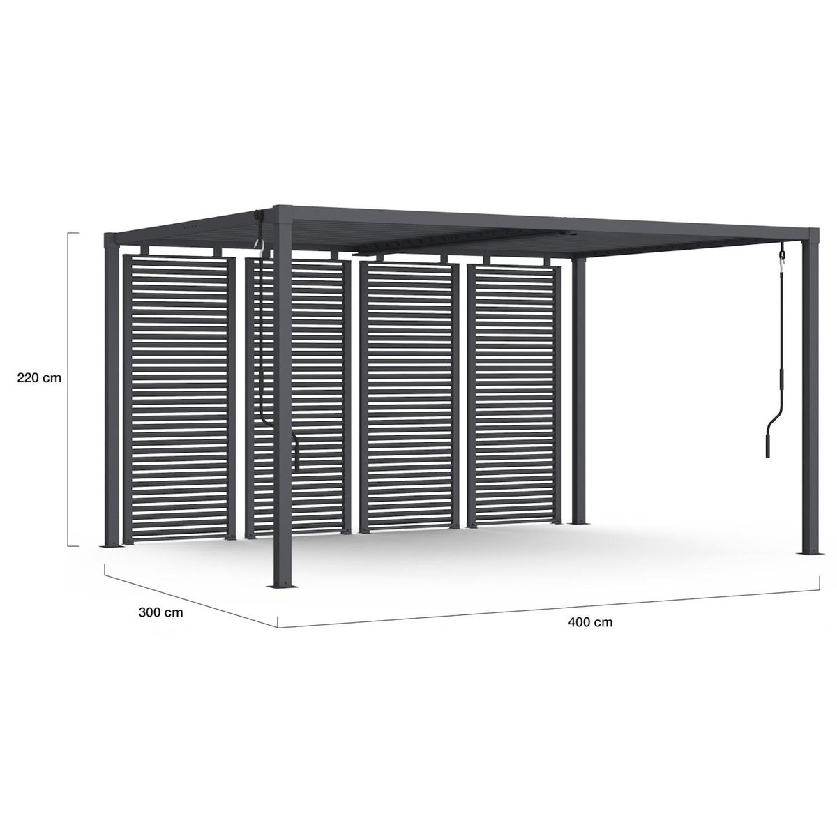 ID MARKET Pergola bioclimatique lames orientables acier 3x4 M avec persiennes horizontales gris anthracite